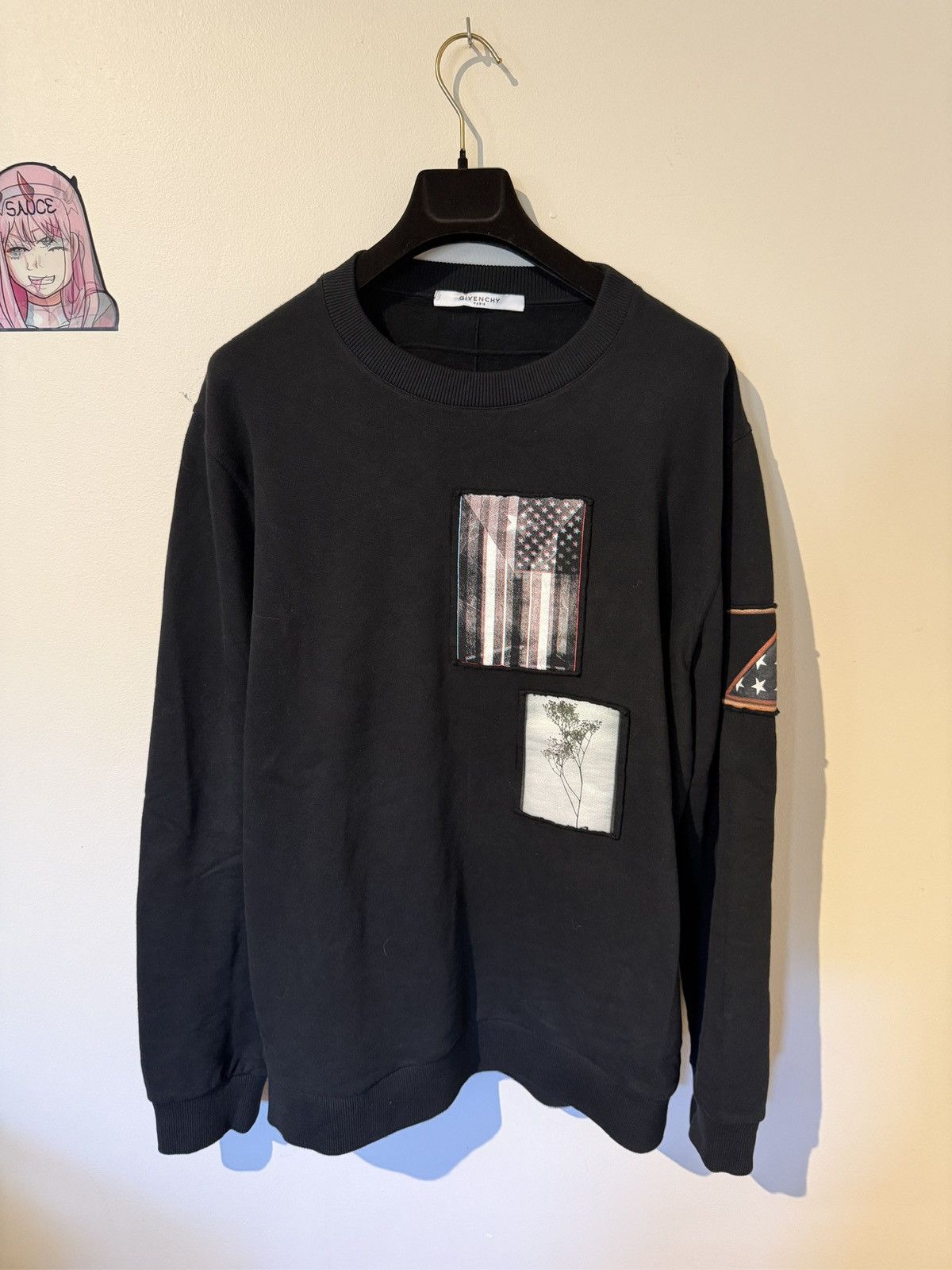 Givenchy American Flag Patch Crewneck Sweatshirt SS16 Cuban fit Size US XL / EU 56 / 4 - 1 Thumbnail