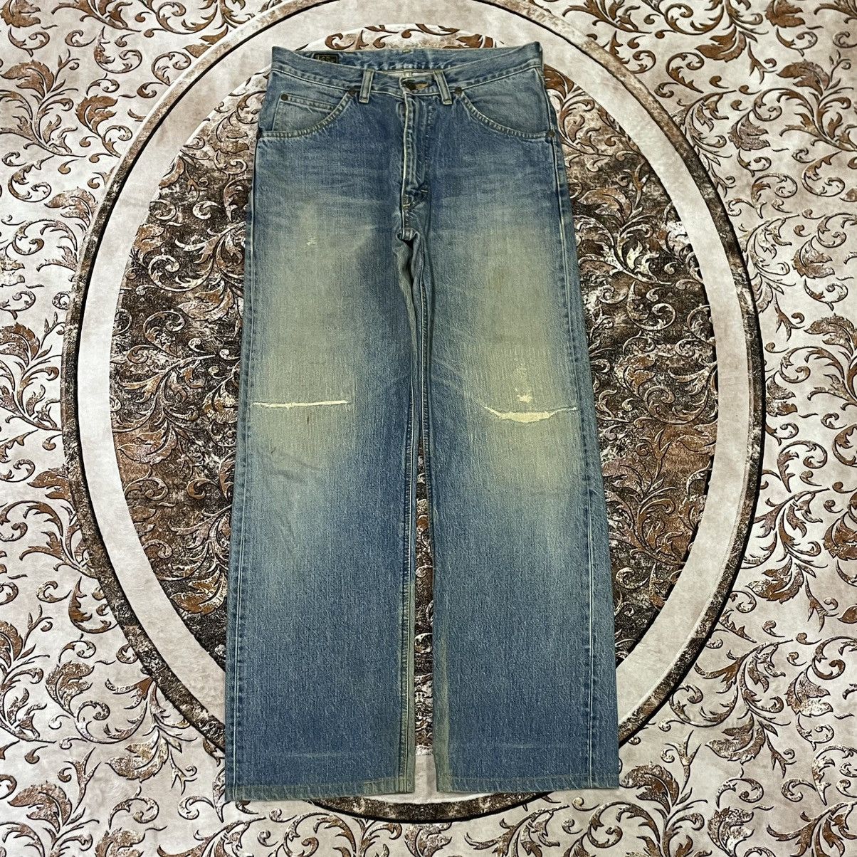 Lee 🔥Vintage Lee Riders Washed Ripped Distress Selvedge Jeans Size US 31 - 1 Thumbnail