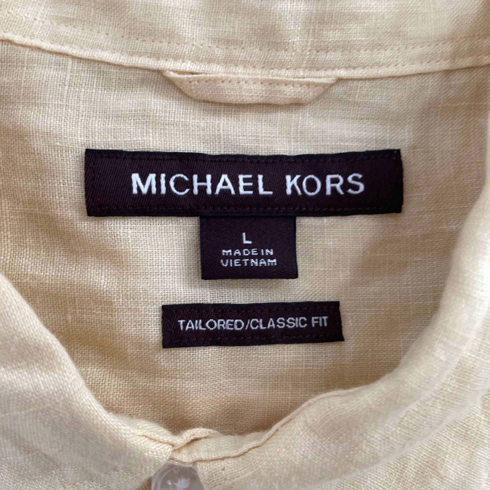 Michael Kors Michael Kors Shirt Mens Large Yellow Plantain Linen Long Sleeve Button-Up 90s Designer? Size US L / EU 52-54 / 3 - 6 Thumbnail