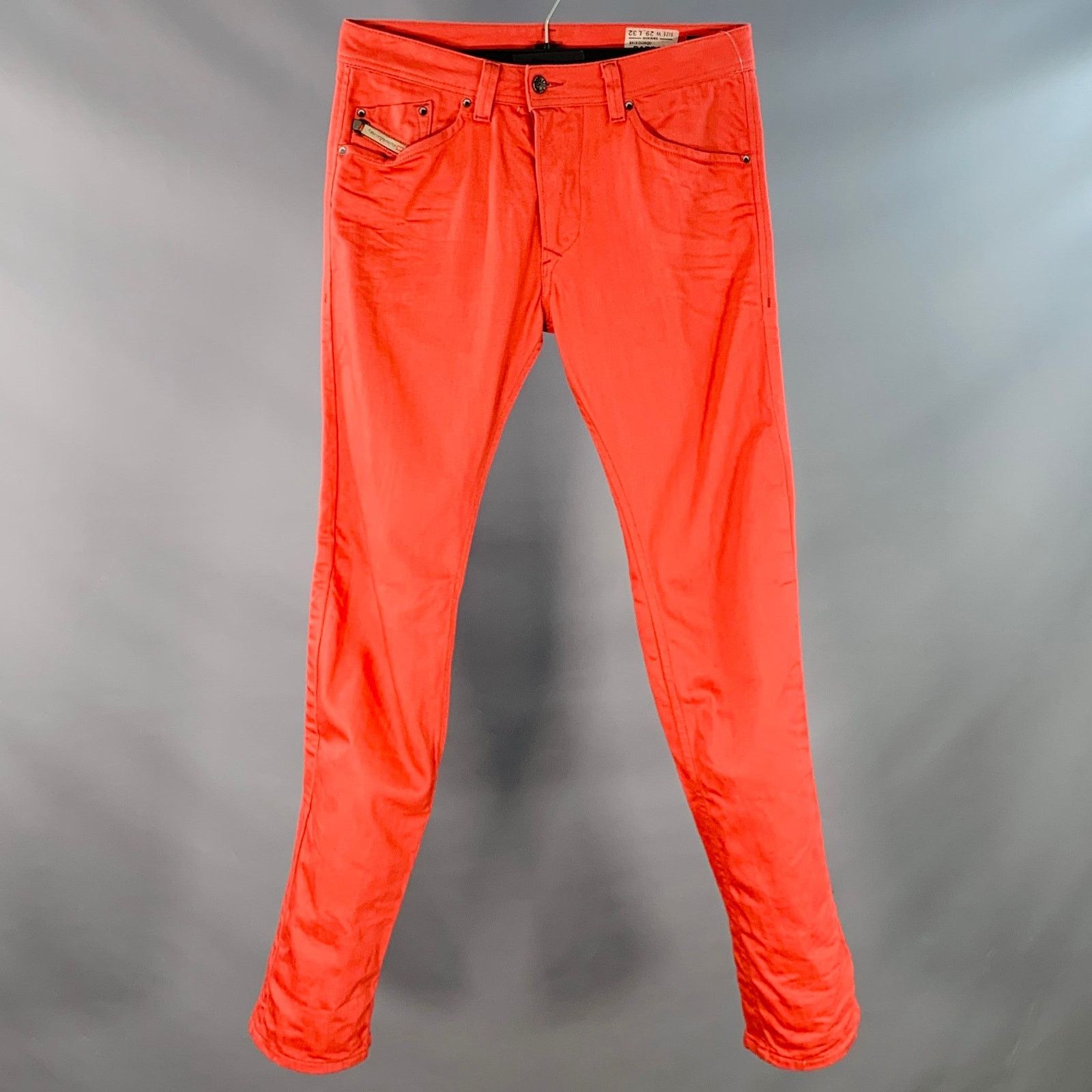 Diesel Darron Red Orange Cotton Twill Slim Tapered Button Fly Jeans Size US 29 - 1 Thumbnail