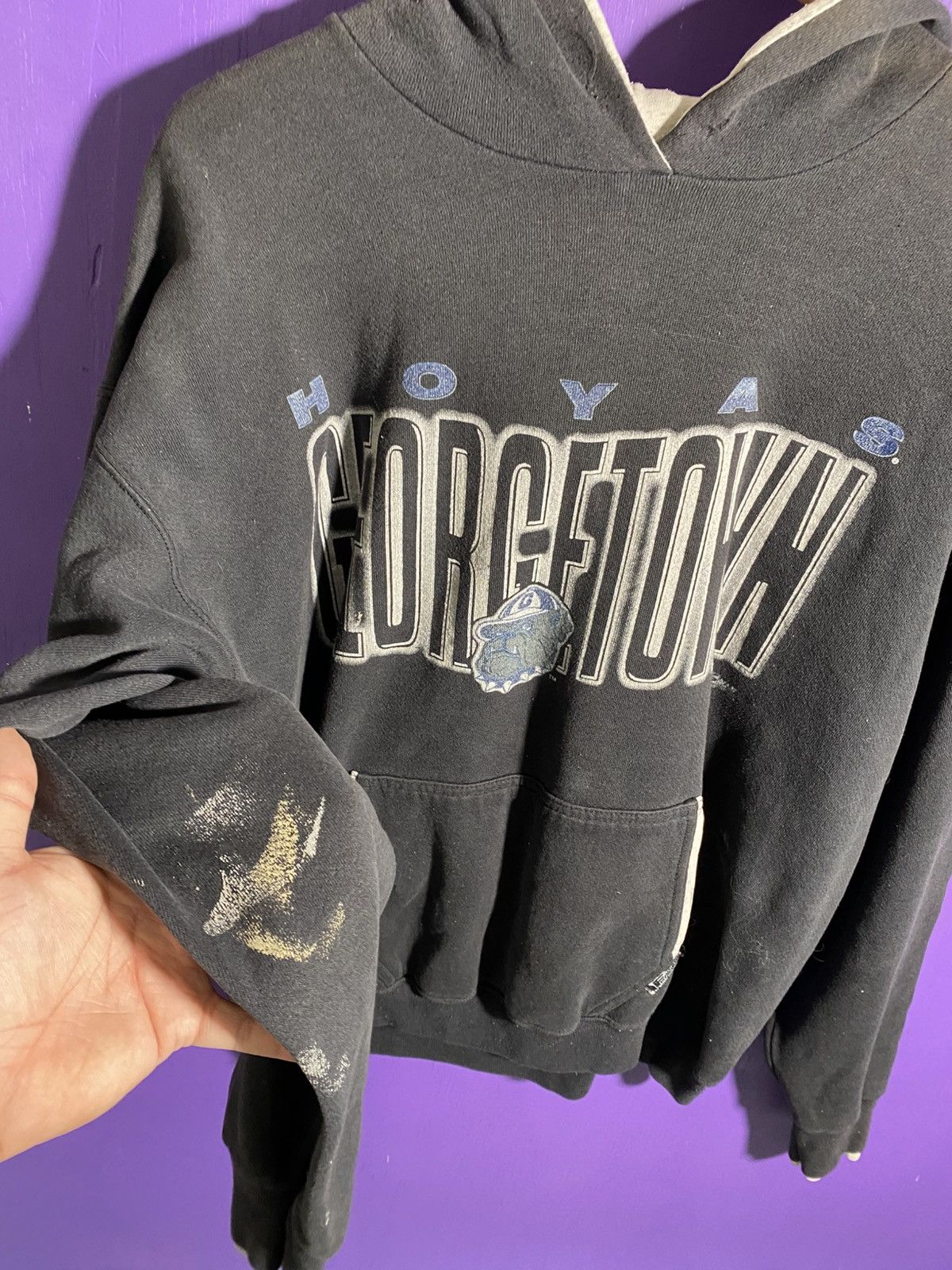 Vintage Vintage 90s Georgetown Hoyas two tone faded hoodie Size US XL / EU 56 / 4 - 3 Thumbnail