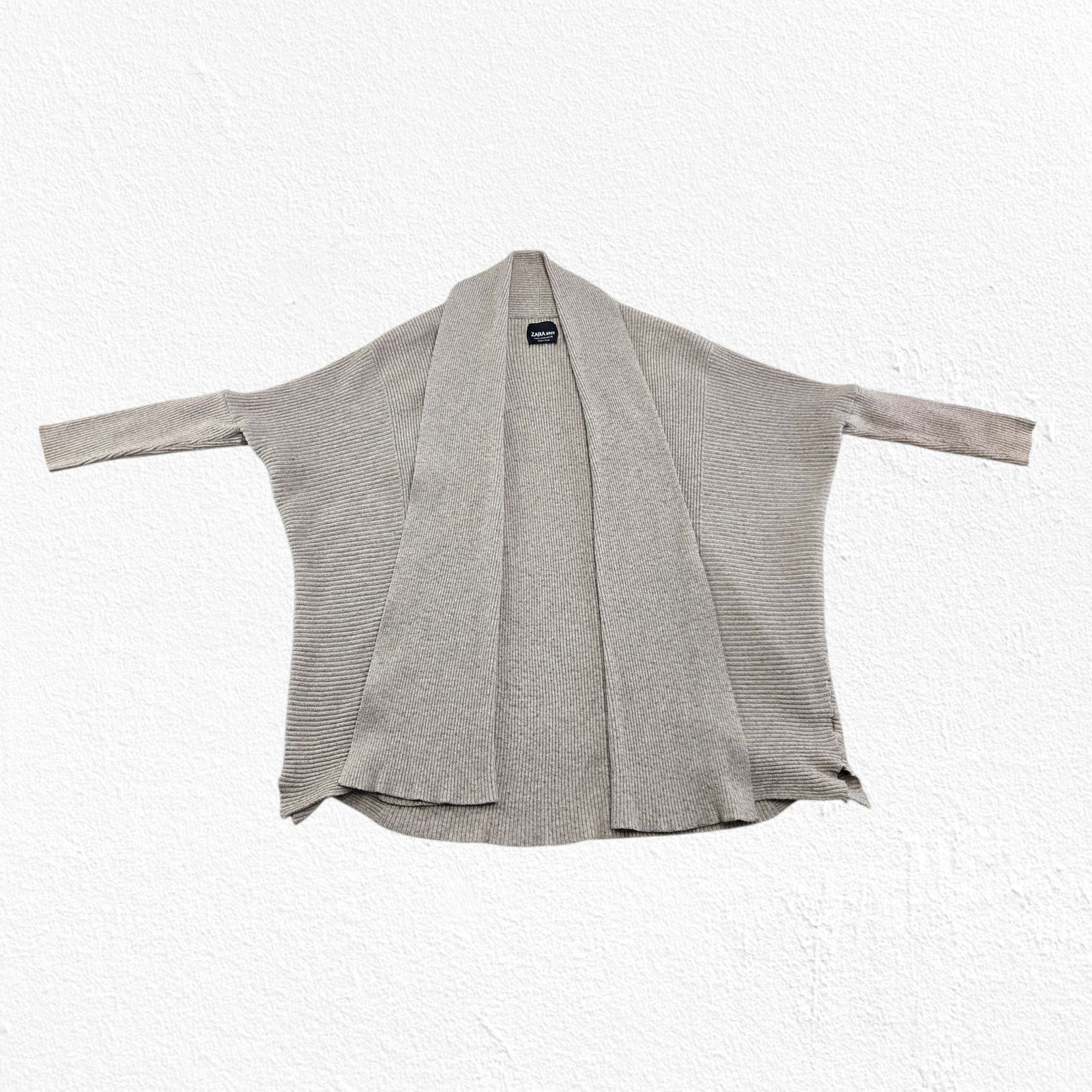 Zara Open Front Cardigan Beige Ribbed Sweater Size Medium Size M / US 6-8 / IT 42-44 - 3 Thumbnail