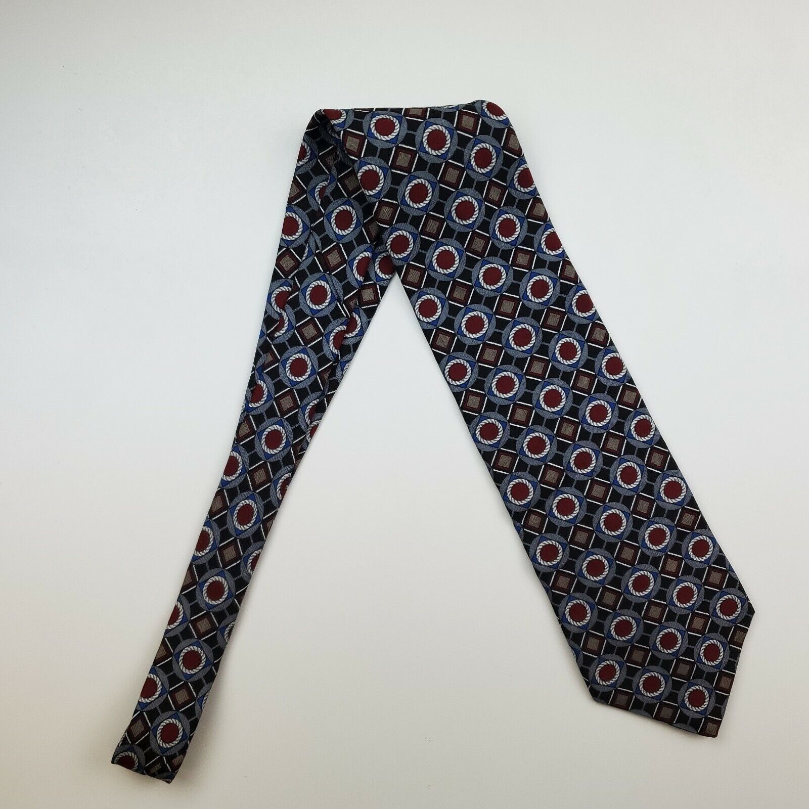 Henry Grethel Henry Grethel Black Red Geometric Silk Tie Wide Size ONE SIZE - 6 Thumbnail