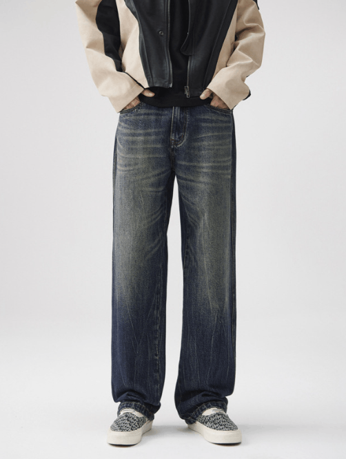 Japanese Brand Japanese retro trend washed distressed straight jeans Size US 32 / EU 48 - 1 Thumbnail