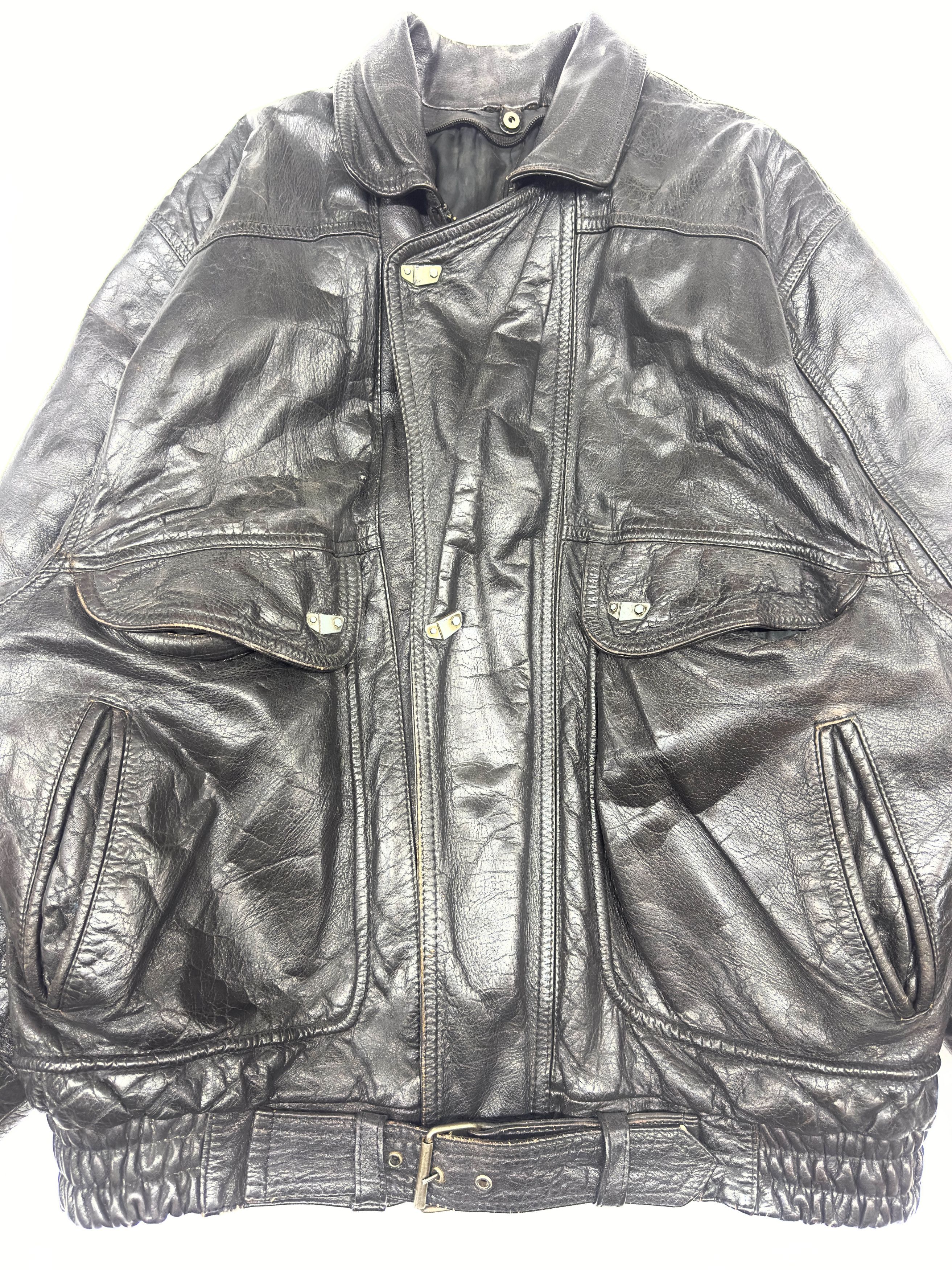 Vintage Daniel Ricci Vintage Heavy Leather Bomber Jacket 1990s Size US L / EU 52-54 / 3 - 6 Thumbnail