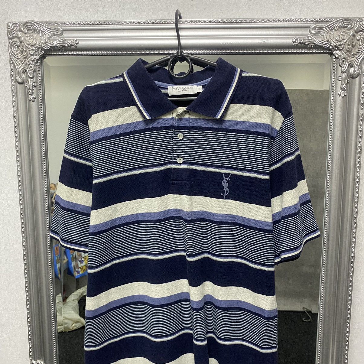 Yves Saint Laurent Vintage Yves Saint Lauren Striped Polo Shirt Size US XL / EU 56 / 4 - 2 Thumbnail