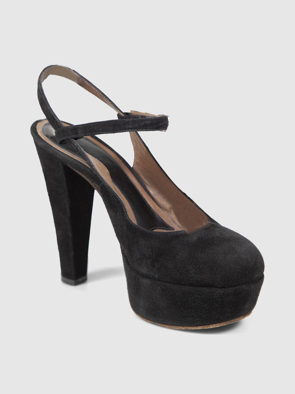 Marni Black Suede Platform Ankle Strap Heels Size US 7.5 / IT 37.5 - 1 Thumbnail