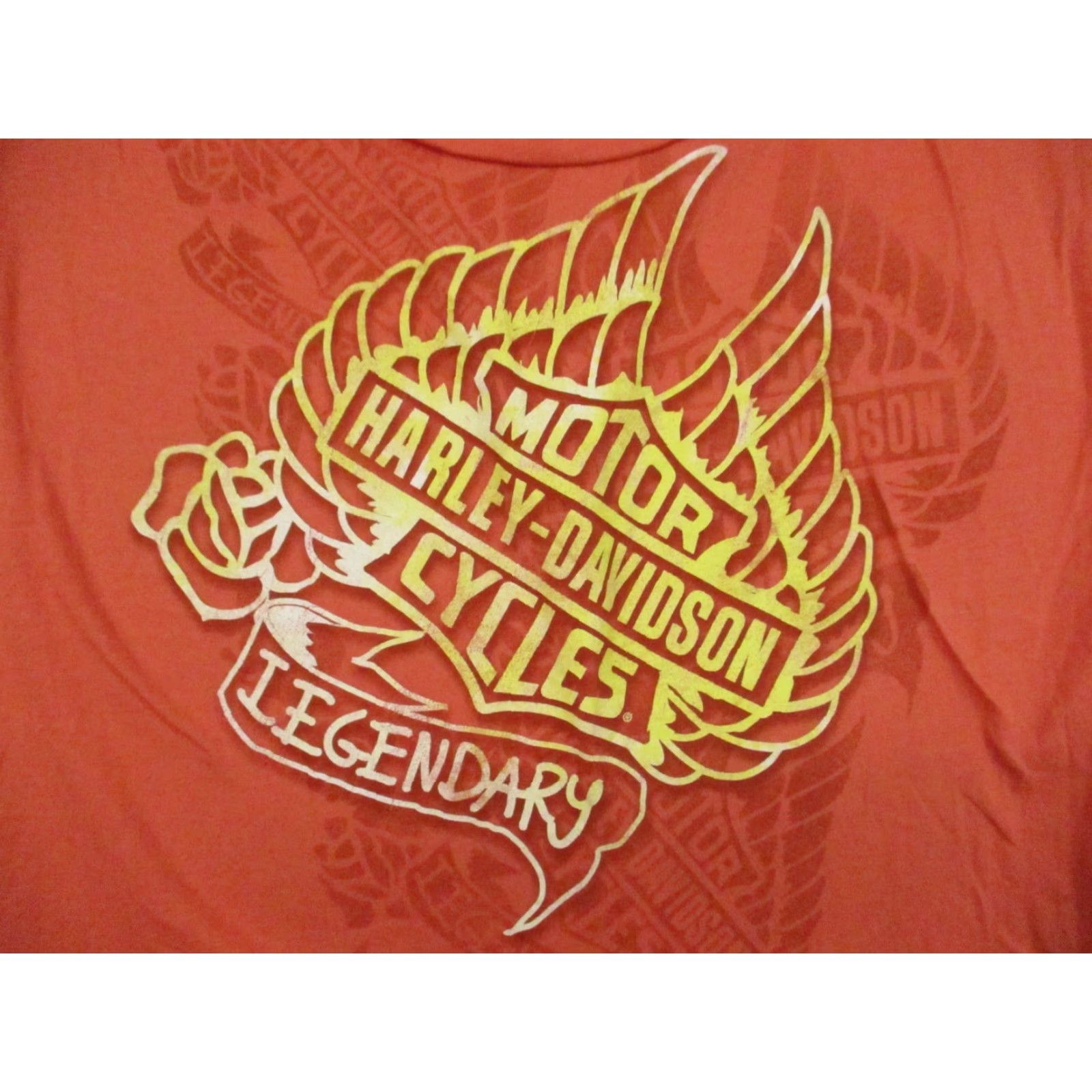 Harley Davidson Harley-Davidson Shirt XL Women Orange Motorcycle Biker Short Sleeve Stretch Logo Vintage Size XL / US 12-14 / IT 48-50 - 2 Thumbnail