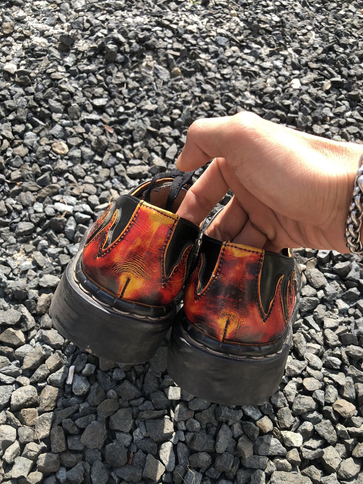 Designer × Vintage Vintage rockabilly tradeair doc marten flamed leather Size US 9 / EU 42 - 8 Thumbnail