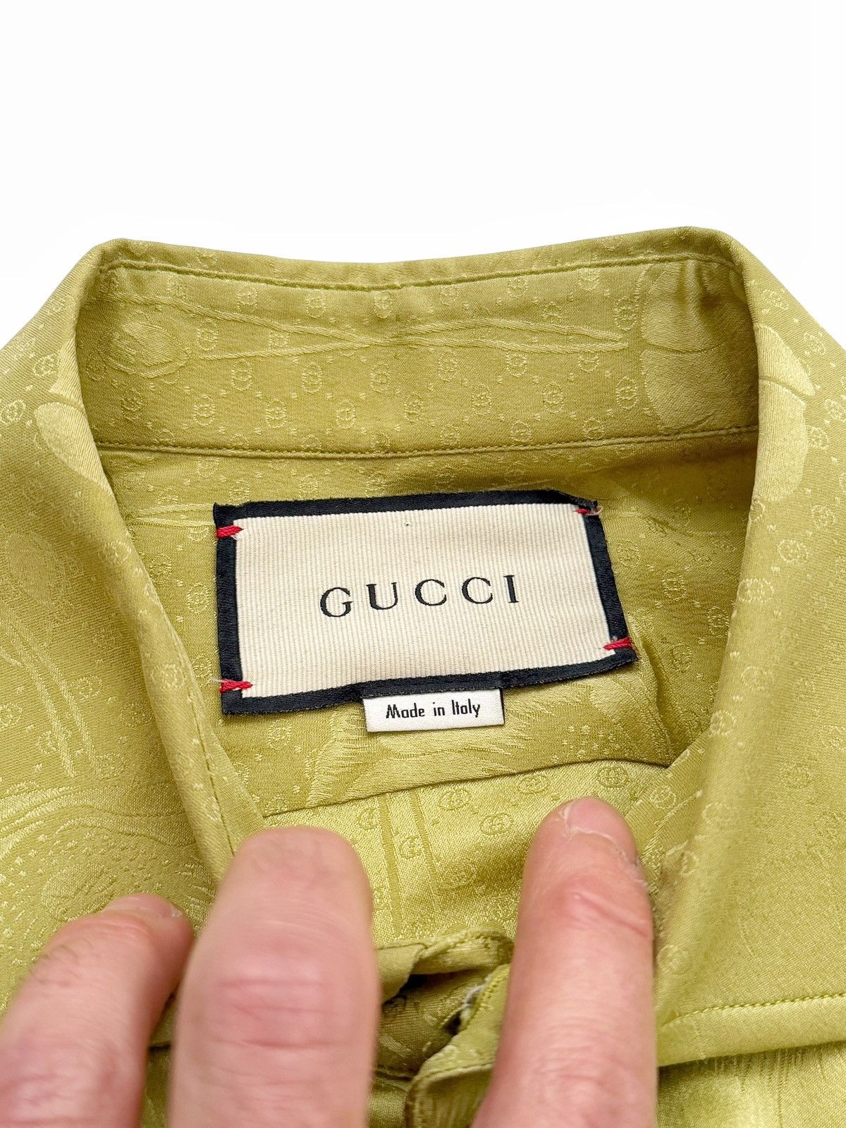 Gucci Silk Poppies Poppy Green Jacquard Shirt Size US M / EU 48-50 / 2 - 5 Thumbnail