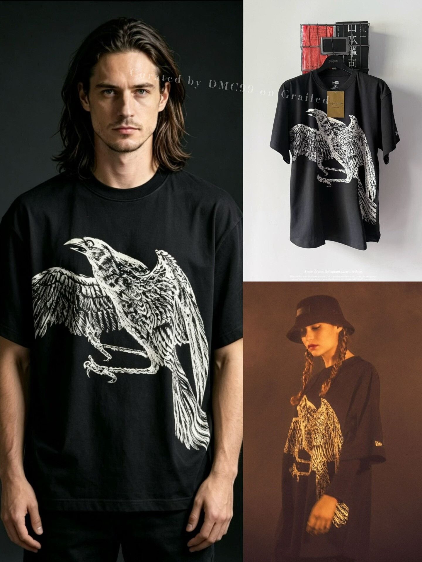 New Era × Yohji Yamamoto YOHJI YAMAMOTO x NEW ERA Black T-shirt