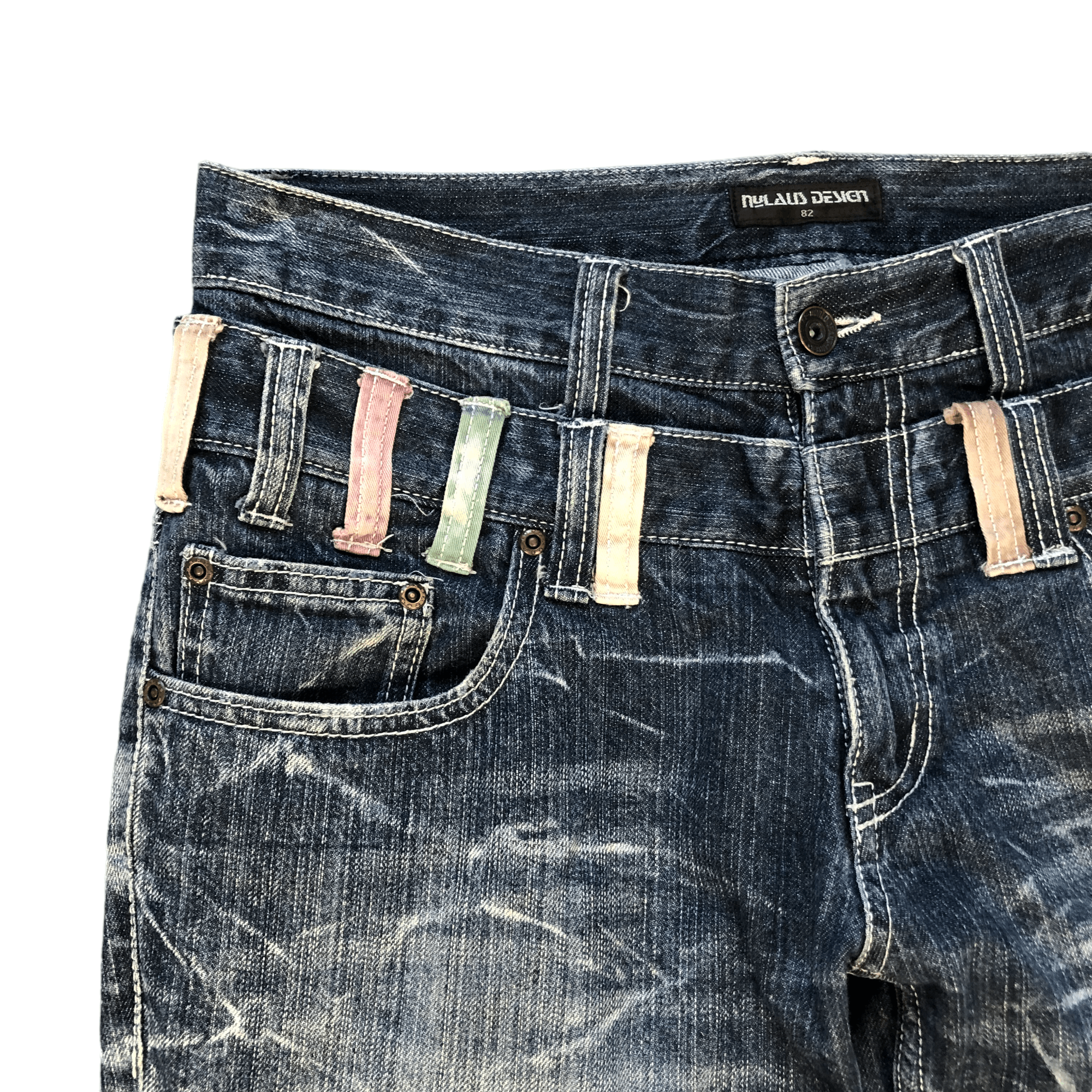Japanese Brand NYLOUS DESIGN LIMITED EDITION DOUBLE WAIST DENIM #5982-216 Size US 31 - 3 Thumbnail