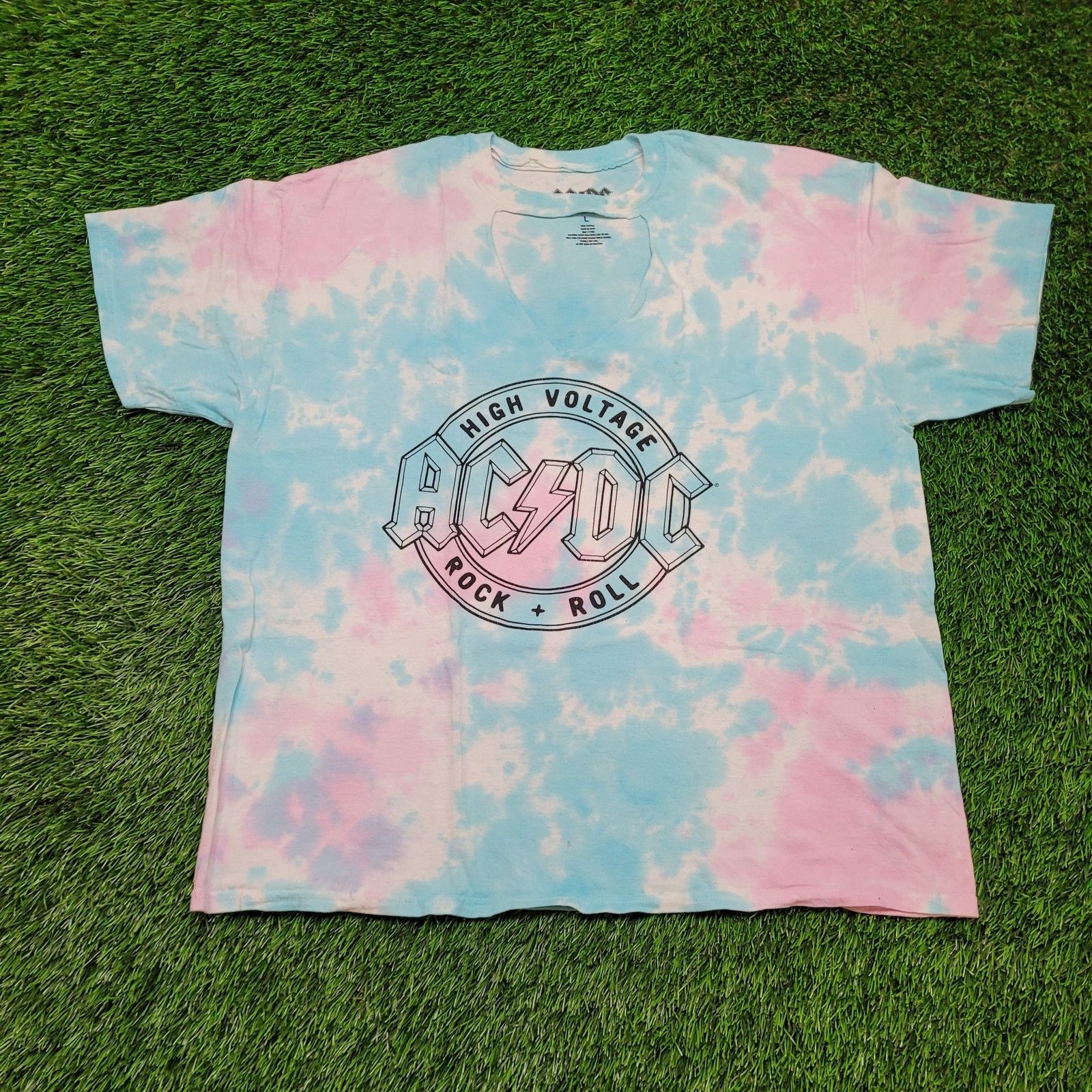 Other ACDC Band Tee T-Shirt Womens L/XL Baggy Pink Tie Dye V-Notch Size L / US 10 / IT 46 - 1 Thumbnail