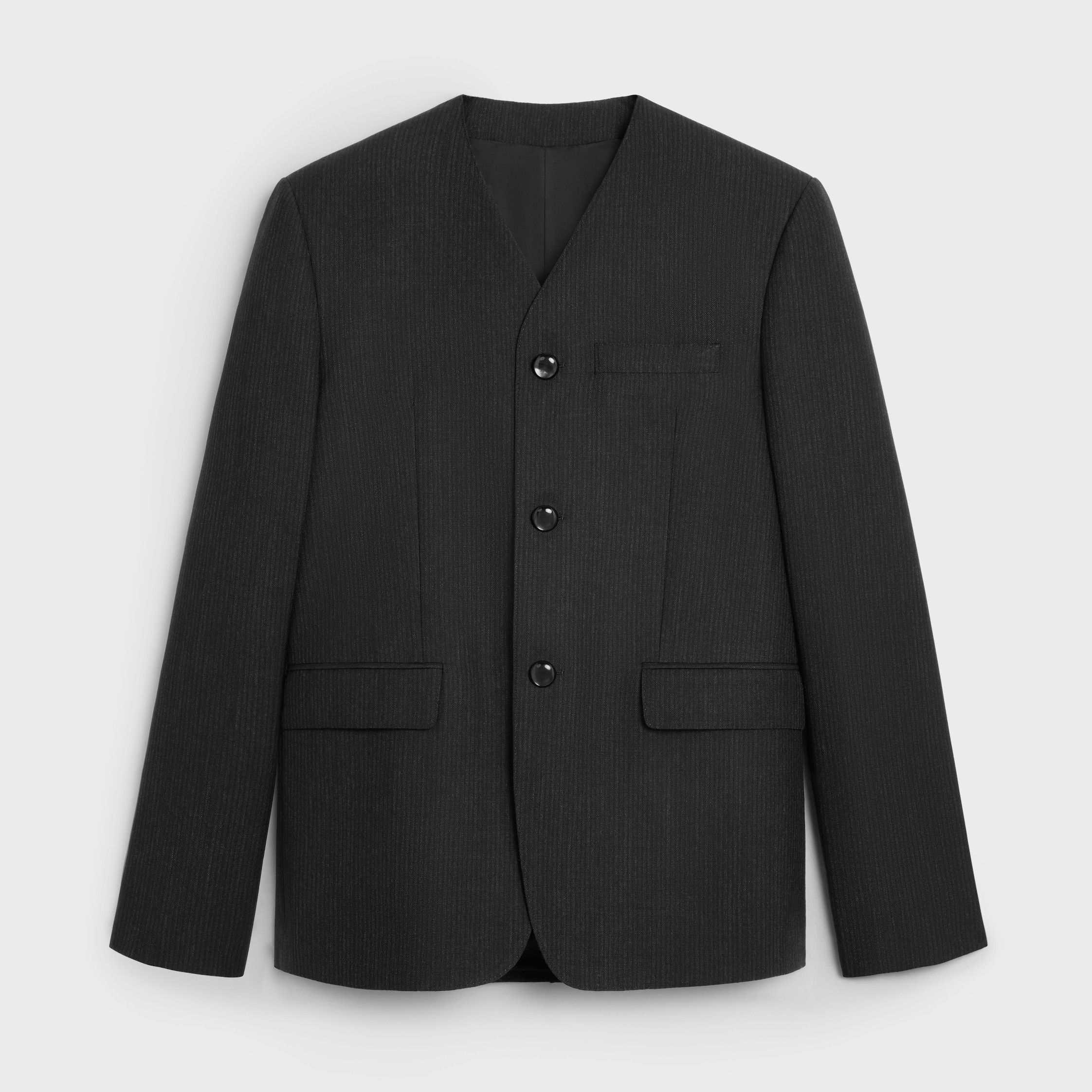 Celine RINGO JACKET IN STRIPED WOOL antracite Size US S / EU 44-46 / 1 - 1 Thumbnail