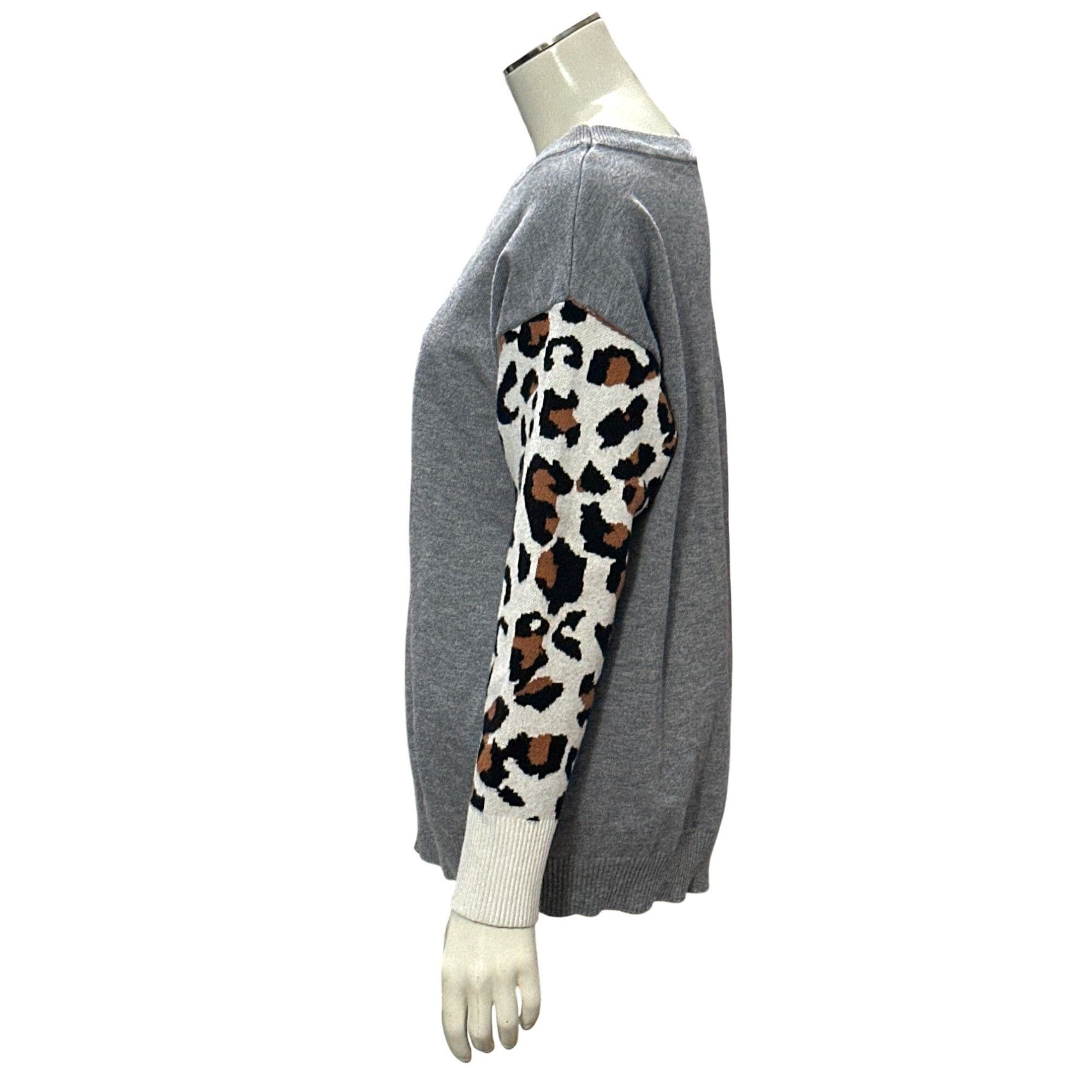 Other CCC Gray Leopard Print Sleeve Sweatshirt Size Medium Polyest Size M / US 6-8 / IT 42-44 - 2 Thumbnail
