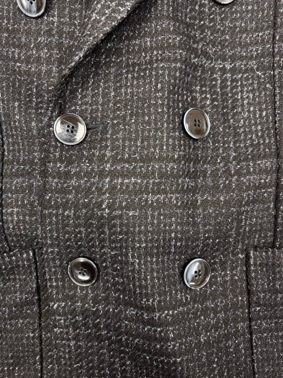 L.B.M. 1911 L.B.M 1911 Men Wool Coat Double Breasted Dark Grey Check Size US M / EU 48-50 / 2 - 10 Thumbnail