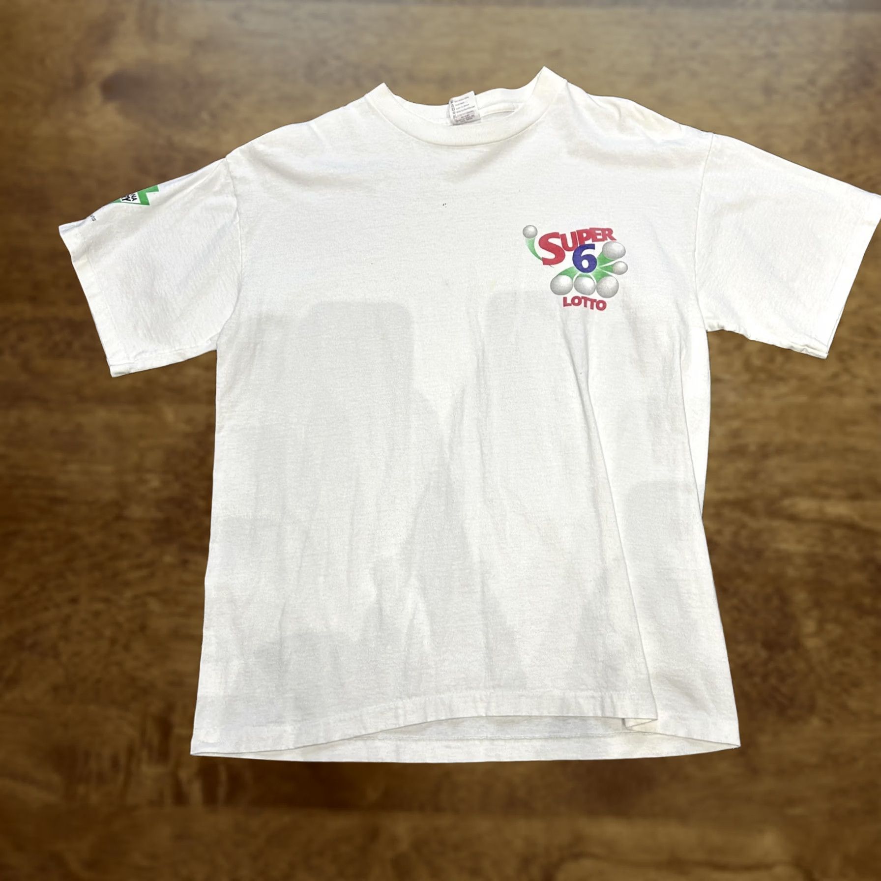Vintage VINTAGE AmeriTees Shirt Mens XL White Super 6 Lotto Graphic Print 90s Promo Money Size US XL / EU 56 / 4 - 1 Thumbnail