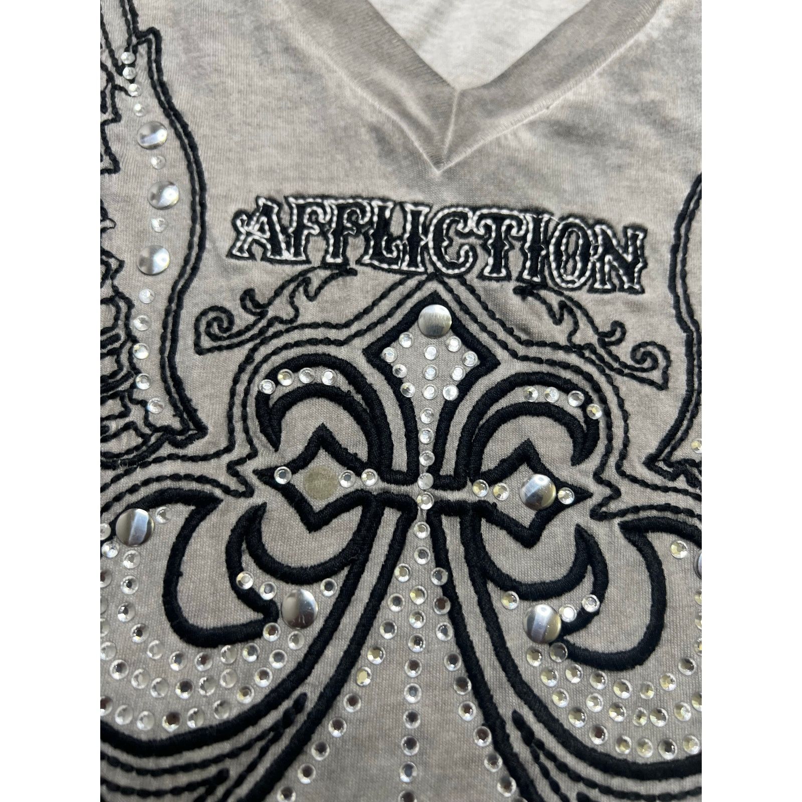 Affliction Vintage Affliction Women Top M Embroidered Rhinestone Y2K Size M / US 6-8 / IT 42-44 - 4 Thumbnail