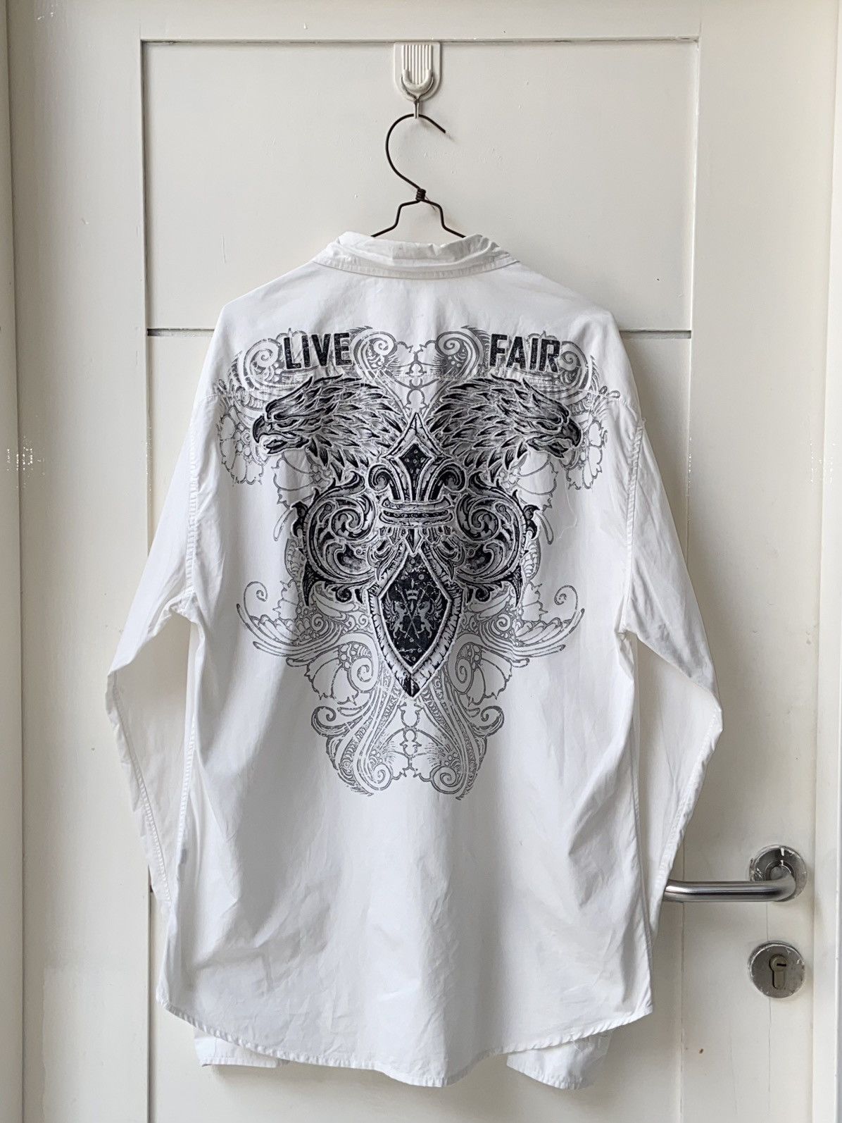 Issey Miyake × Japanese Brand × Vintage PREPOTENTE White Motive Shirt Size US L / EU 52-54 / 3 - 7 Thumbnail