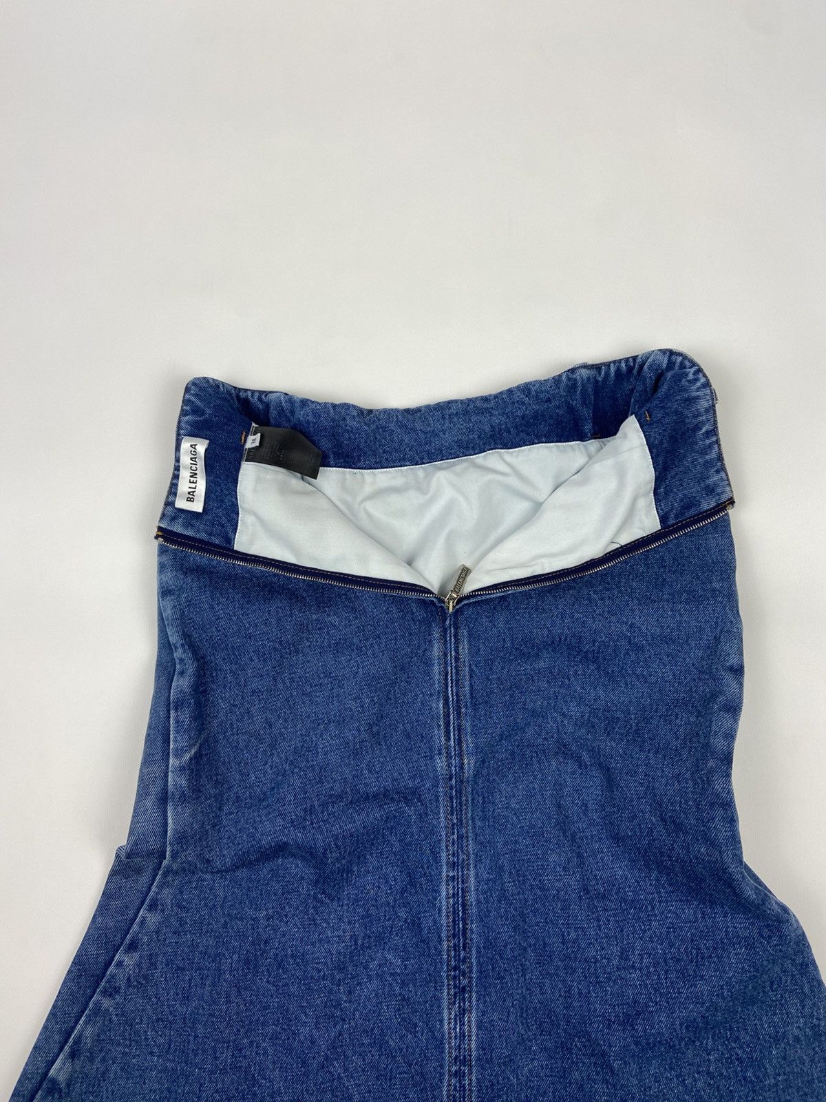 Balenciaga BALENCIAGA GODET PEPLUM-STYLE DENIM KNEE LENGHT SKIRT SZ 38 Size 26" / US 2 / IT 38 - 10 Thumbnail