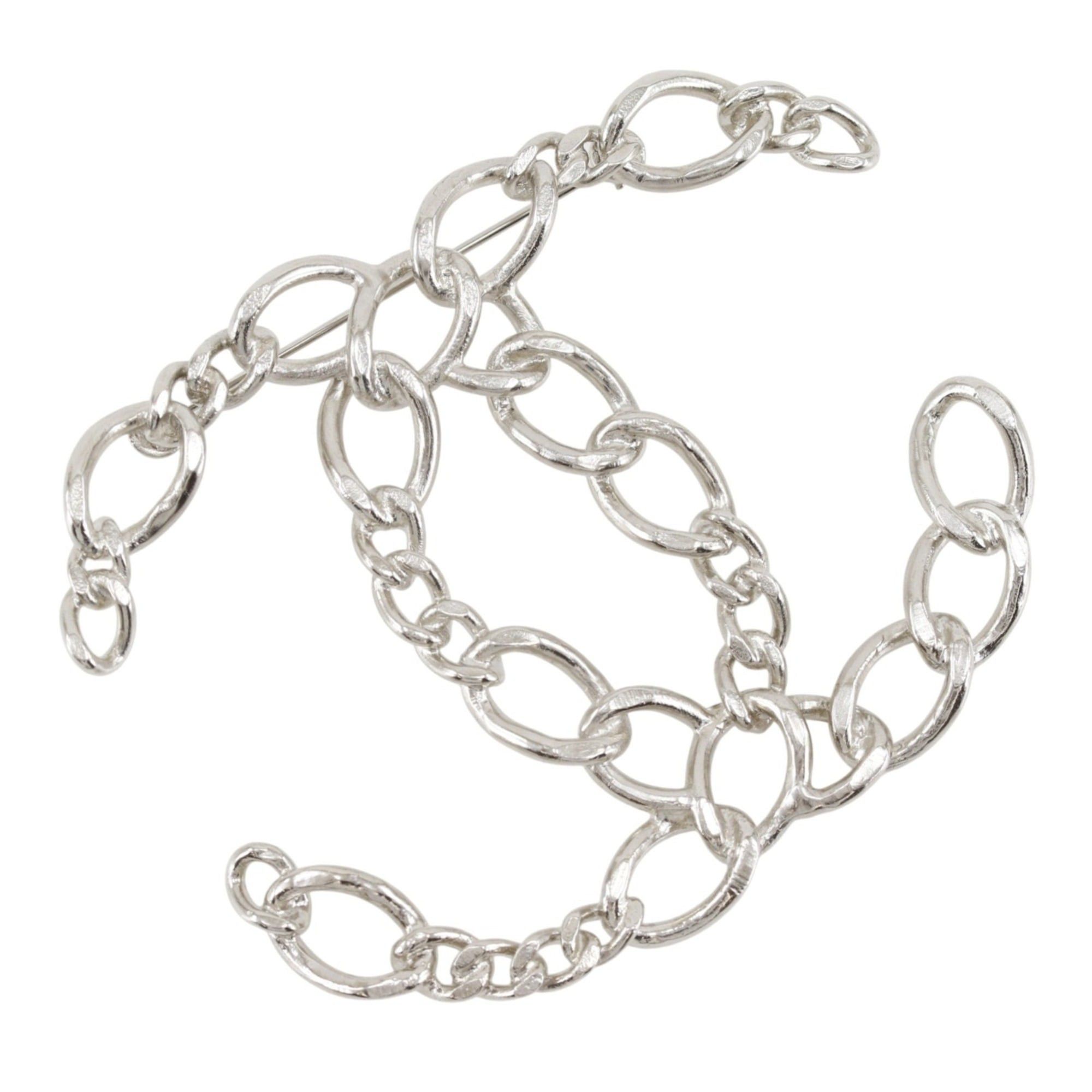 Chanel Chanel Coco Mark Brooch, Openwork Chain, Metal, Made in France, 2006, Silver, 06P, Approx. 40g, Women's. Size ONE SIZE - 1 Thumbnail