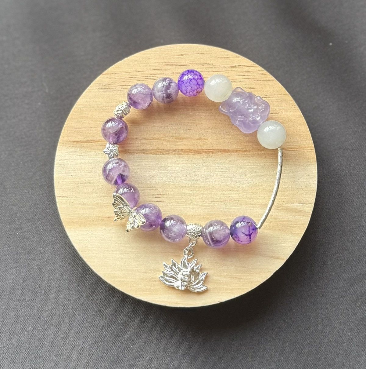 Handmade Amethyst Fox Bracelet Size ONE SIZE - 1 Thumbnail