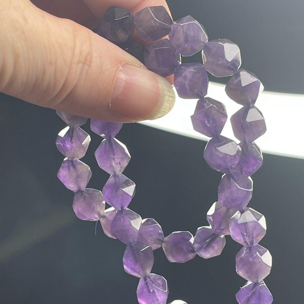 Other Amethyst purple diamond stretch beaded bracelet 7” crystal healing beads 8mm ONE NEW Size ONE SIZE - 8 Thumbnail