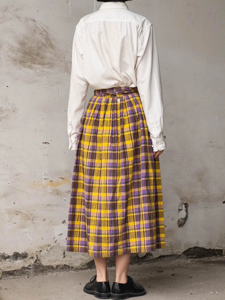 Kenzo KENZO Vintage yellow and purple checkered straps half skir Size 25" / US 0 / IT 36 - 3 Thumbnail