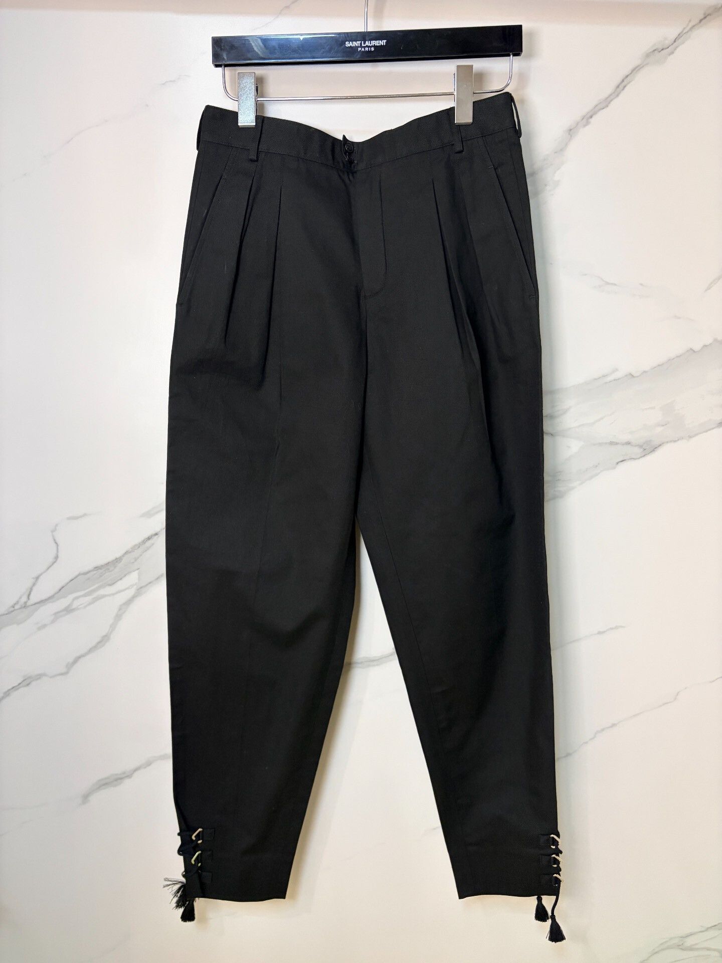 Saint Laurent Paris Saint Laurent SS22 Runway Black Fringe Trousers Size US 30 / EU 46 - 1 Thumbnail