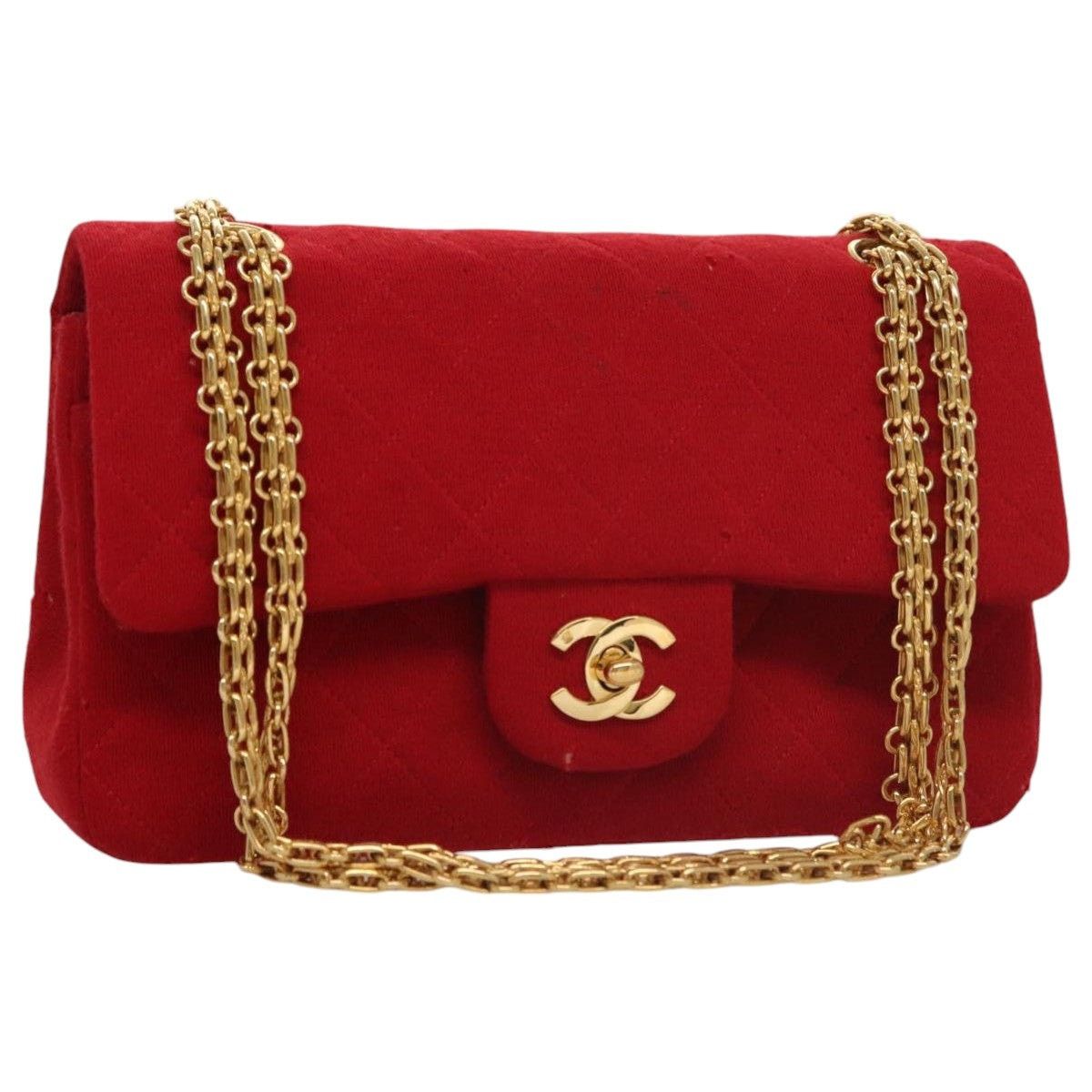 Chanel CHANEL Matelasse Chain Shoulder Bag Cotton Red Gold CC Size ONE SIZE - 1 Thumbnail