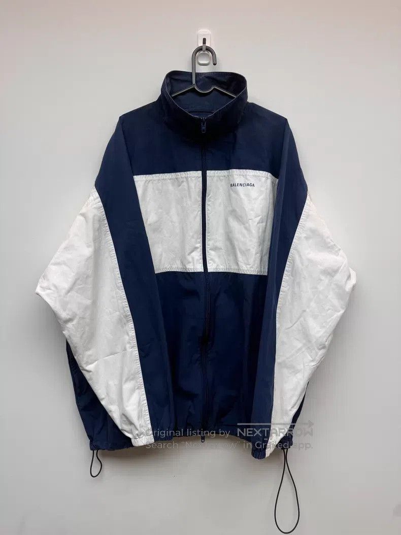 Balenciaga Balenciaga Blue and White Embroidered Logo Patchwork Windb Size US M / EU 48-50 / 2 - 2 Thumbnail