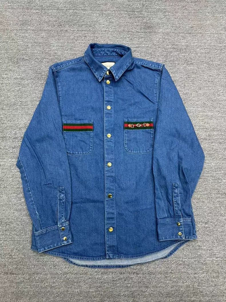 Gucci Gucci Double g-striped denim shirt jacket 2501-Nextarrow Size US M / EU 48-50 / 2 - 1 Thumbnail