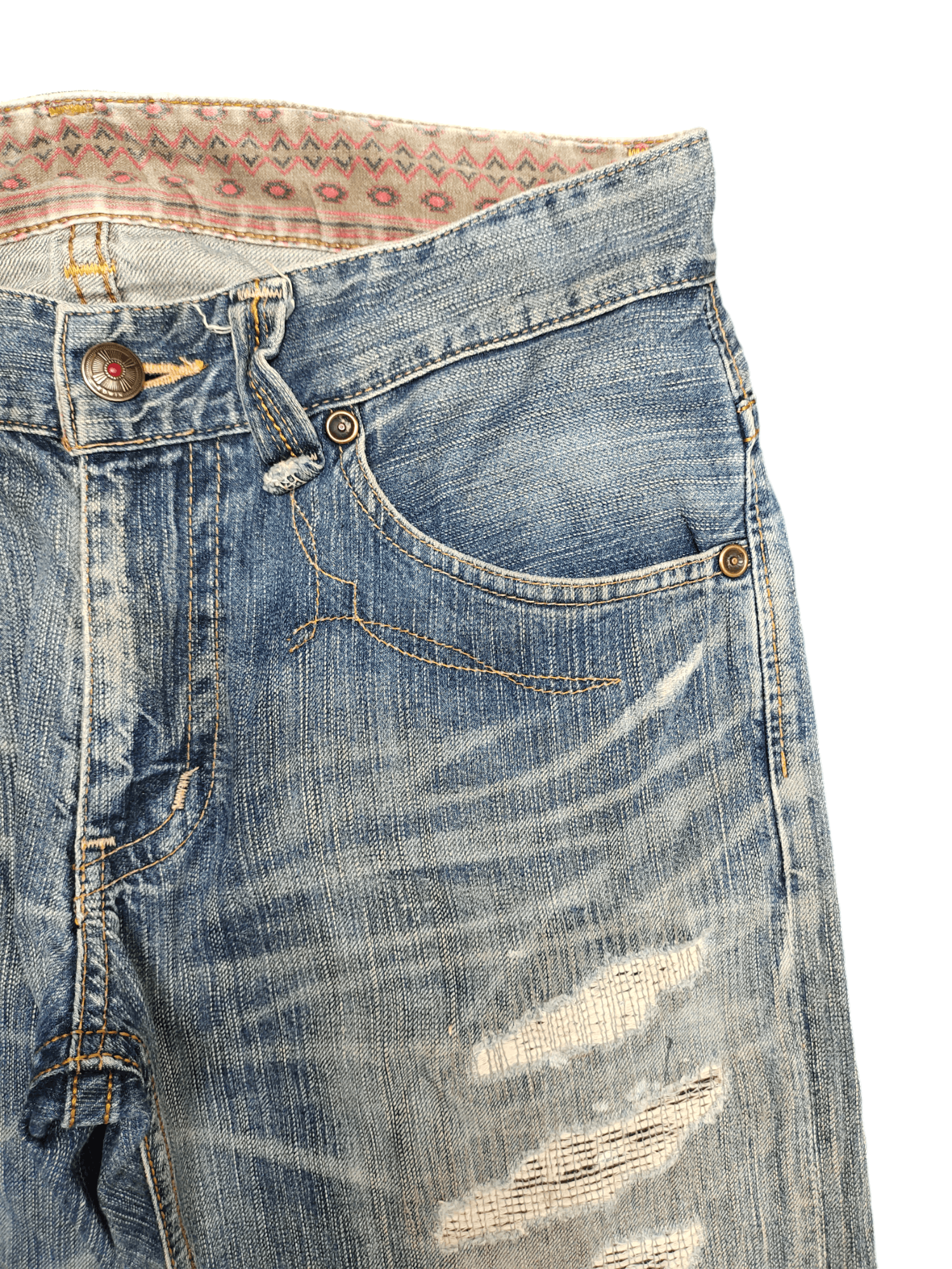 Kapital Vintage Edwin Xv Boro Distress Faded Denim Jean Size US 32 / EU 48 - 4 Thumbnail