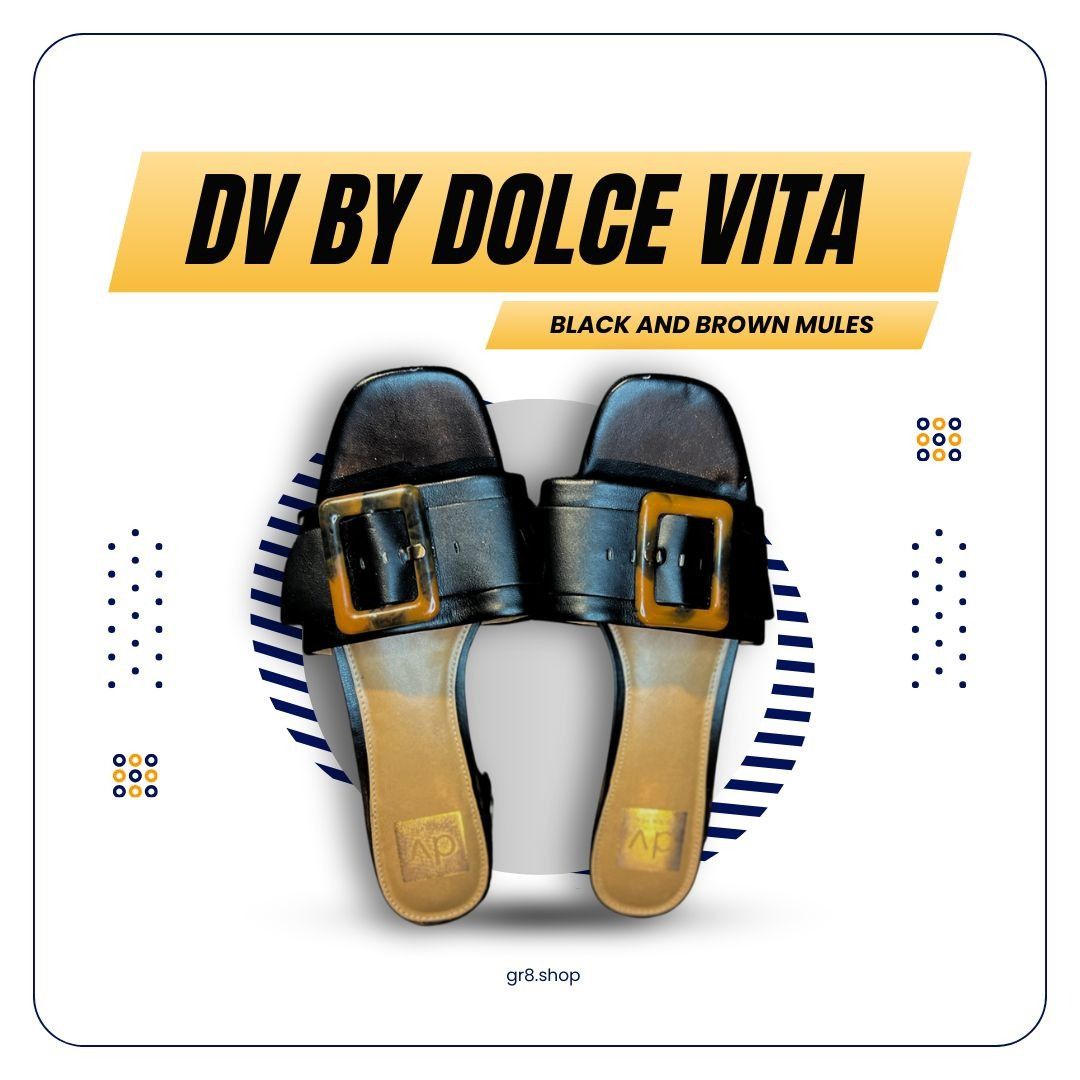 Other DV By Dolce Vita Black & Brown Buckle Slip-On Mules Size 7 Size US 7 / IT 37 - 1 Thumbnail