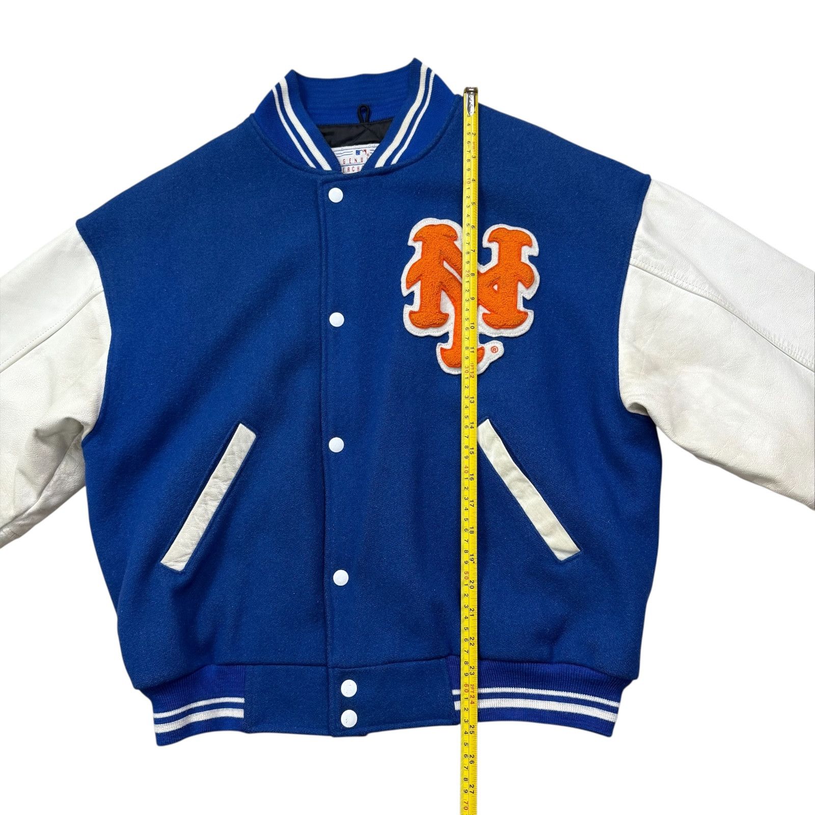 MLB VTG 90s NEW YORK METS MIRAGE VARSITY JACKET WOOL LEATHER Size US M / EU 48-50 / 2 - 11 Thumbnail