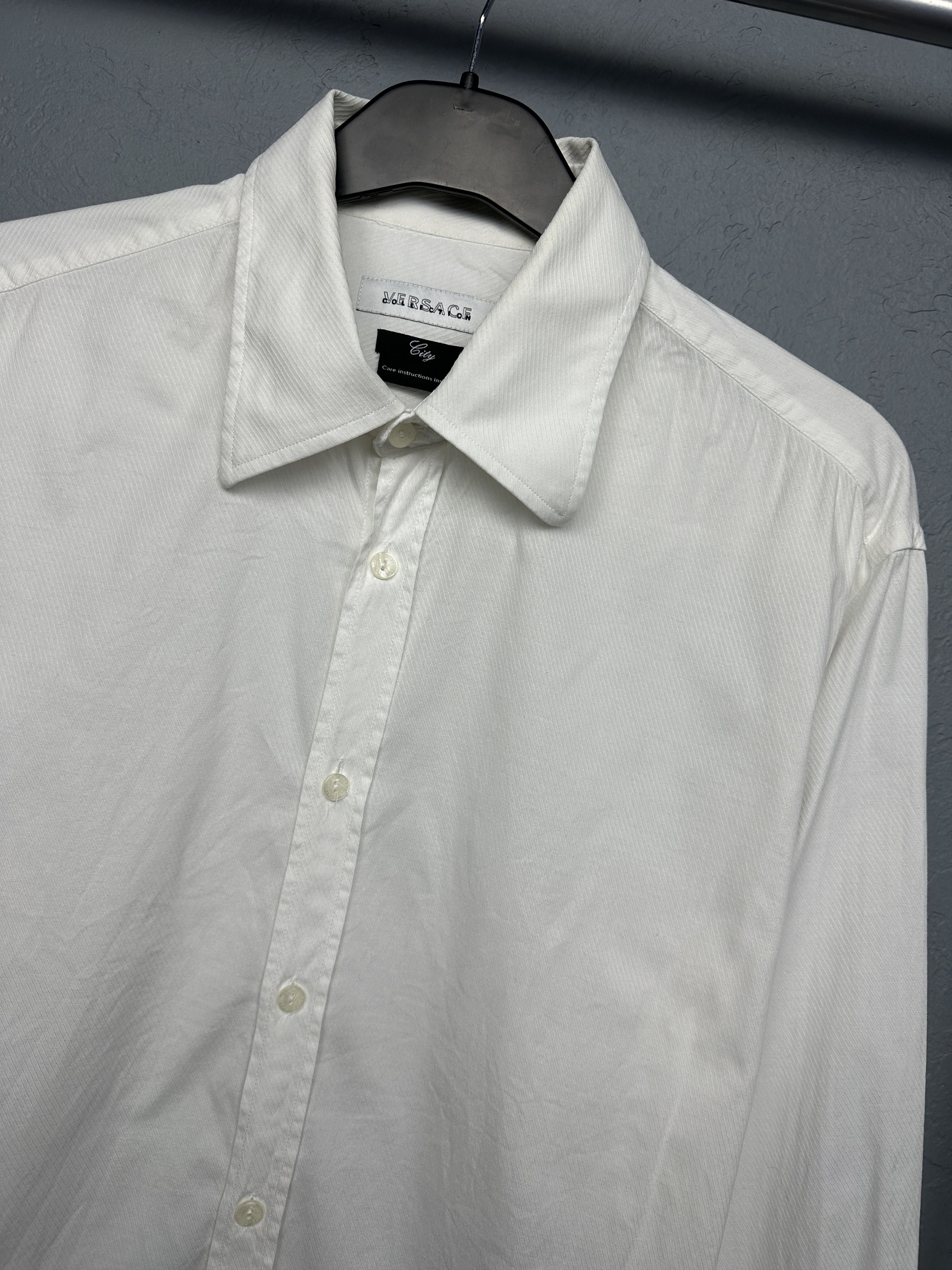 Versace Versace Collection Mens Long Sleeve White Shirt Size US L / EU 52-54 / 3 - 2 Thumbnail