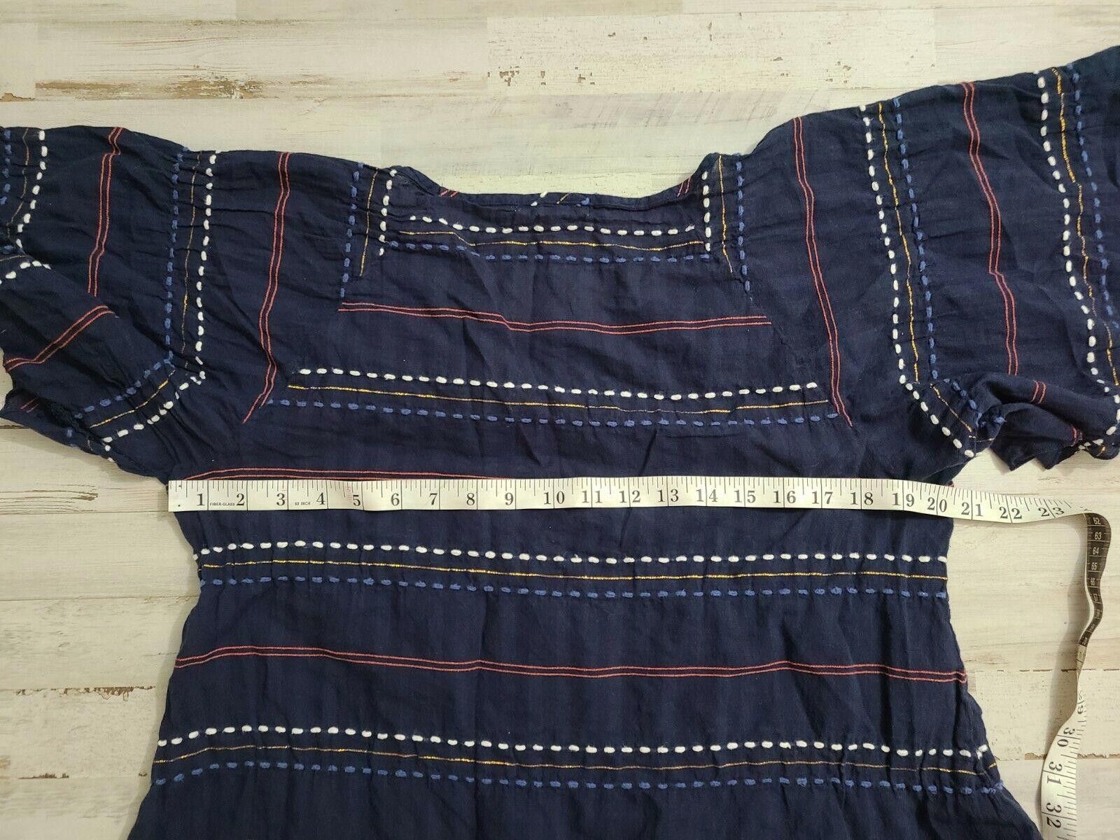 Designer Mettle Top Large Aztec Blue Fringe Embroidered blouse Size L / US 10 / IT 46 - 7 Thumbnail