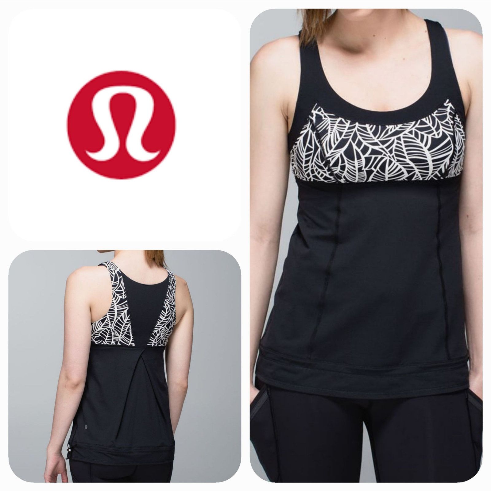 Lululemon EUC Lululemon Run: Ta Ta Topper Top Sz. 6 Pretty Palm Black Size M / US 6-8 / IT 42-44 - 1 Thumbnail