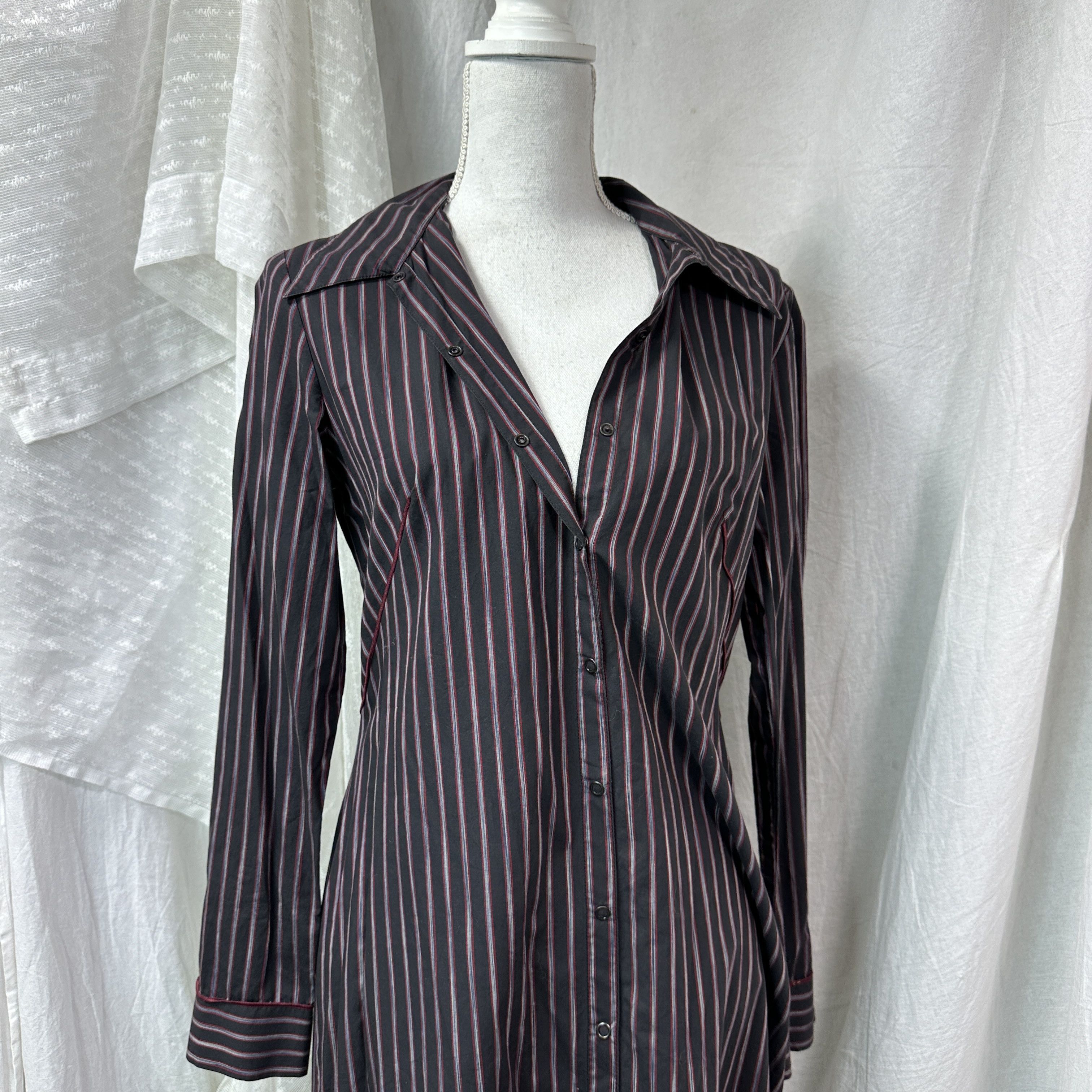 Cop Copine Vintage Striped Cop Copine Ceci N’est Pas A Stripe Dress 00s Size L / US 10 / IT 46 - 9 Thumbnail