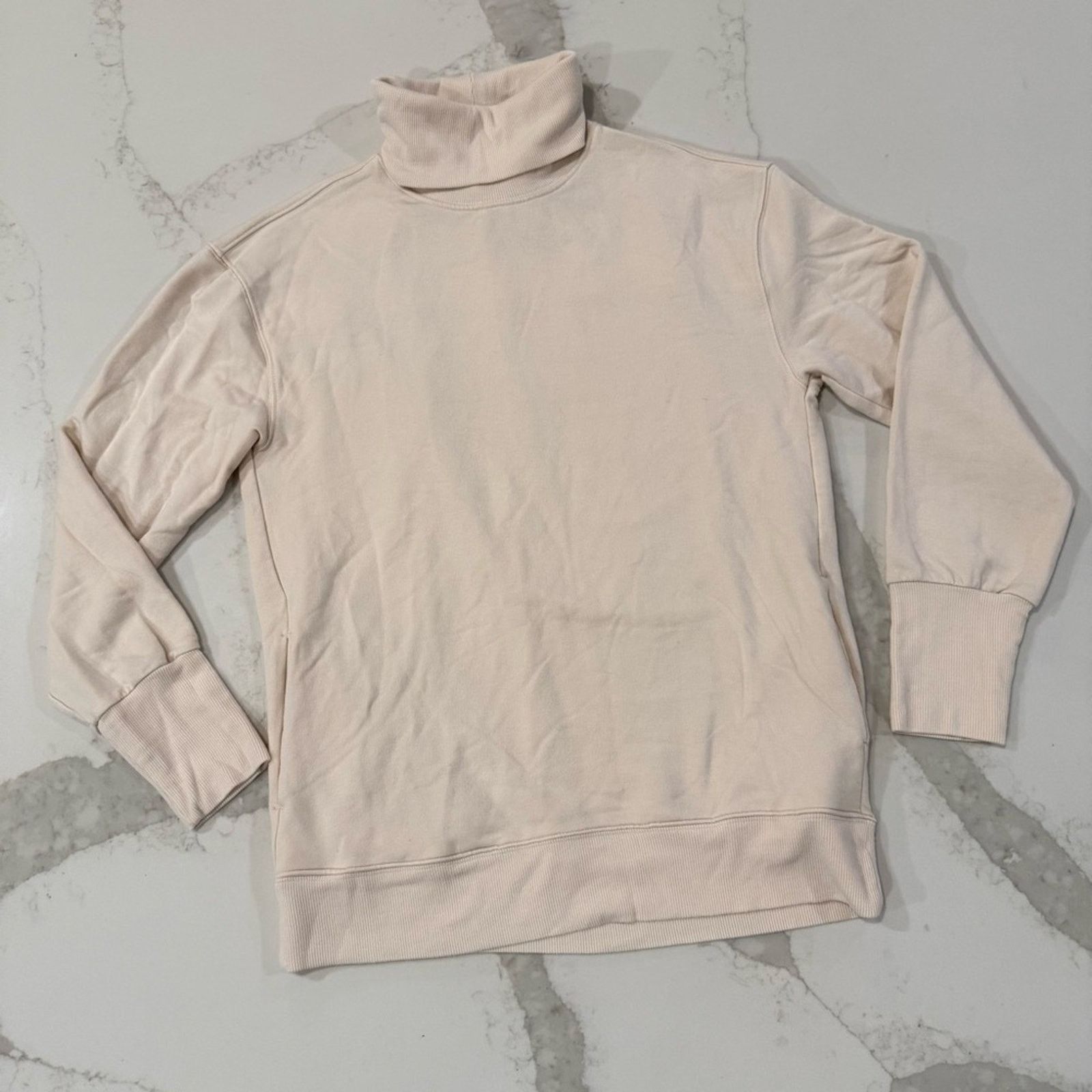 Athleta Athleta Balance Cinch Turtleneck Sweatshirt Womens XXS Cream Size XXS / US 00 / IT 34 - 5 Thumbnail