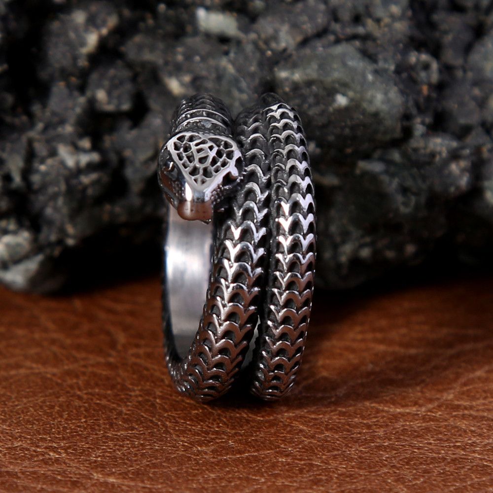 Handmade Retro Domineering Snake Ring Size ONE SIZE - 7 Thumbnail