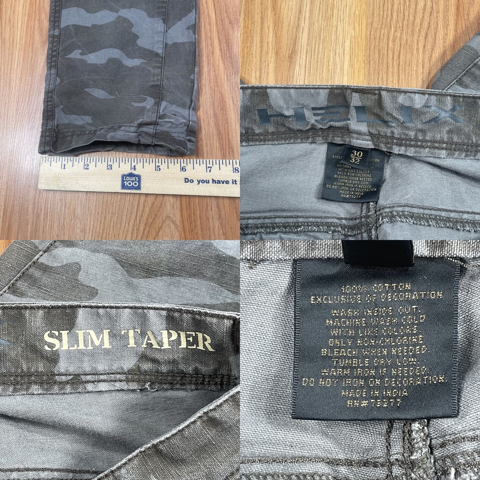 Vintage Helix Pants Mens Size 30W x 32L Slim Taper Flat Front Khaki Slacks Green Camouflage Pocketed Regular Waist 30x32 Mens Size US 30 / EU 46 - 8 Thumbnail