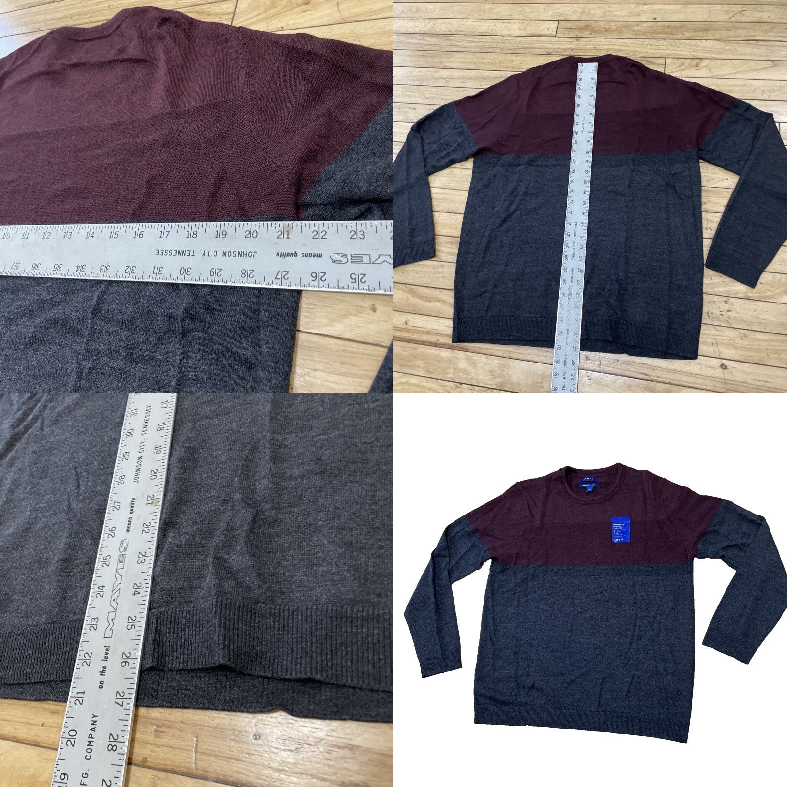 Apt. 9 APt. 9 Merino Wool Sweater Men L Colorblock Red Gray Soft Preppy Pullover Size US L / EU 52-54 / 3 - 8 Thumbnail