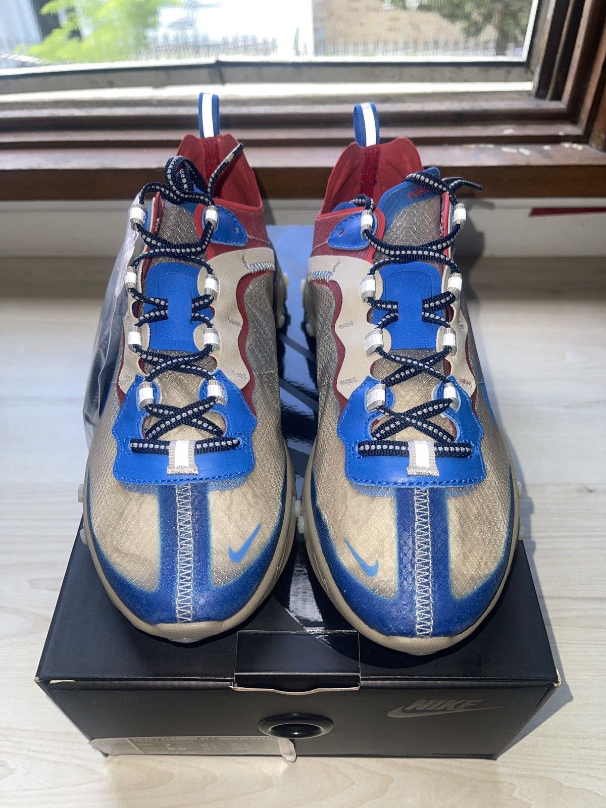 Nike × Undercover Nike React Element 87 Undecover Beige Chalk/Signal Blue US7 Size US 7 / EU 40 - 1 Thumbnail
