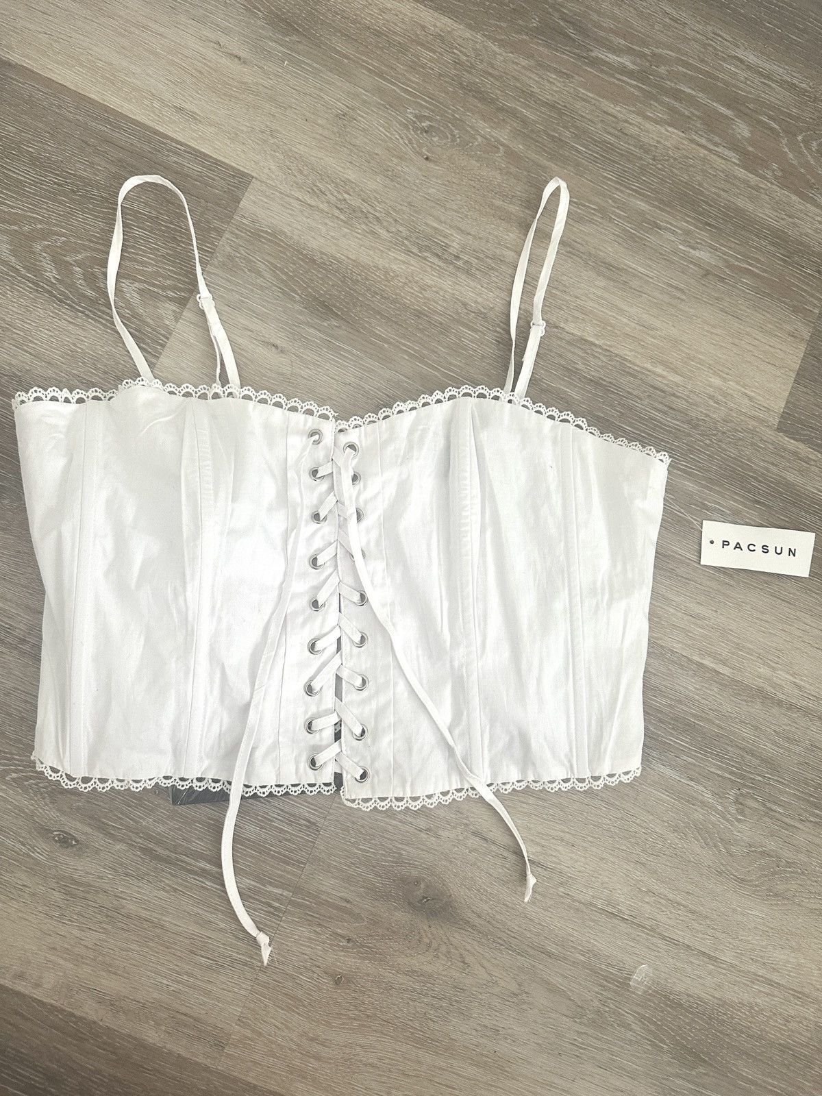 Pacsun White Corset Tie Up Top NWT Size M / US 6-8 / IT 42-44 - 1 Thumbnail