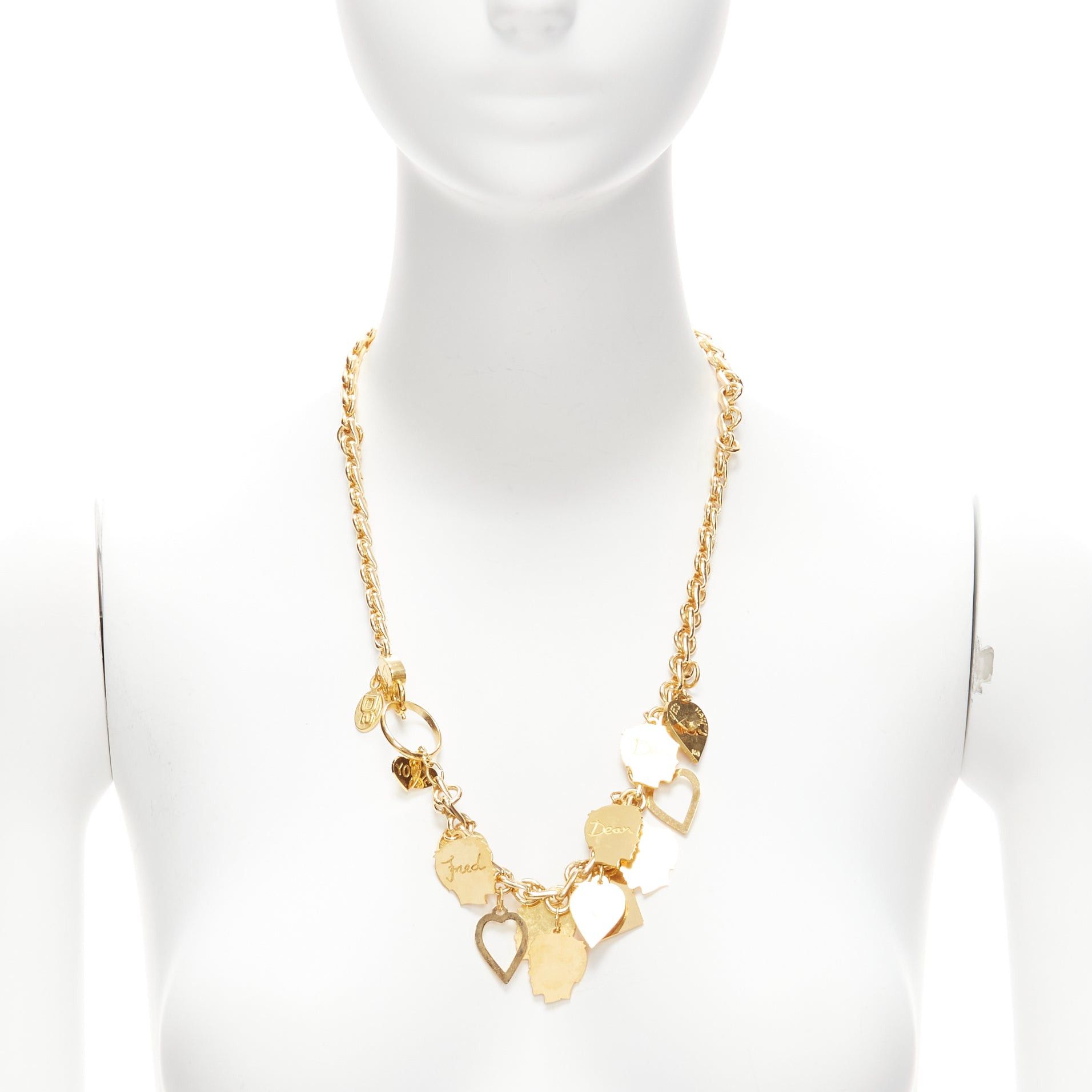Dsquared2 DSQUARED2 Vintage gold-tone Etched Boys Names heart breaker charms princess necklace Size ONE SIZE - 1 Thumbnail
