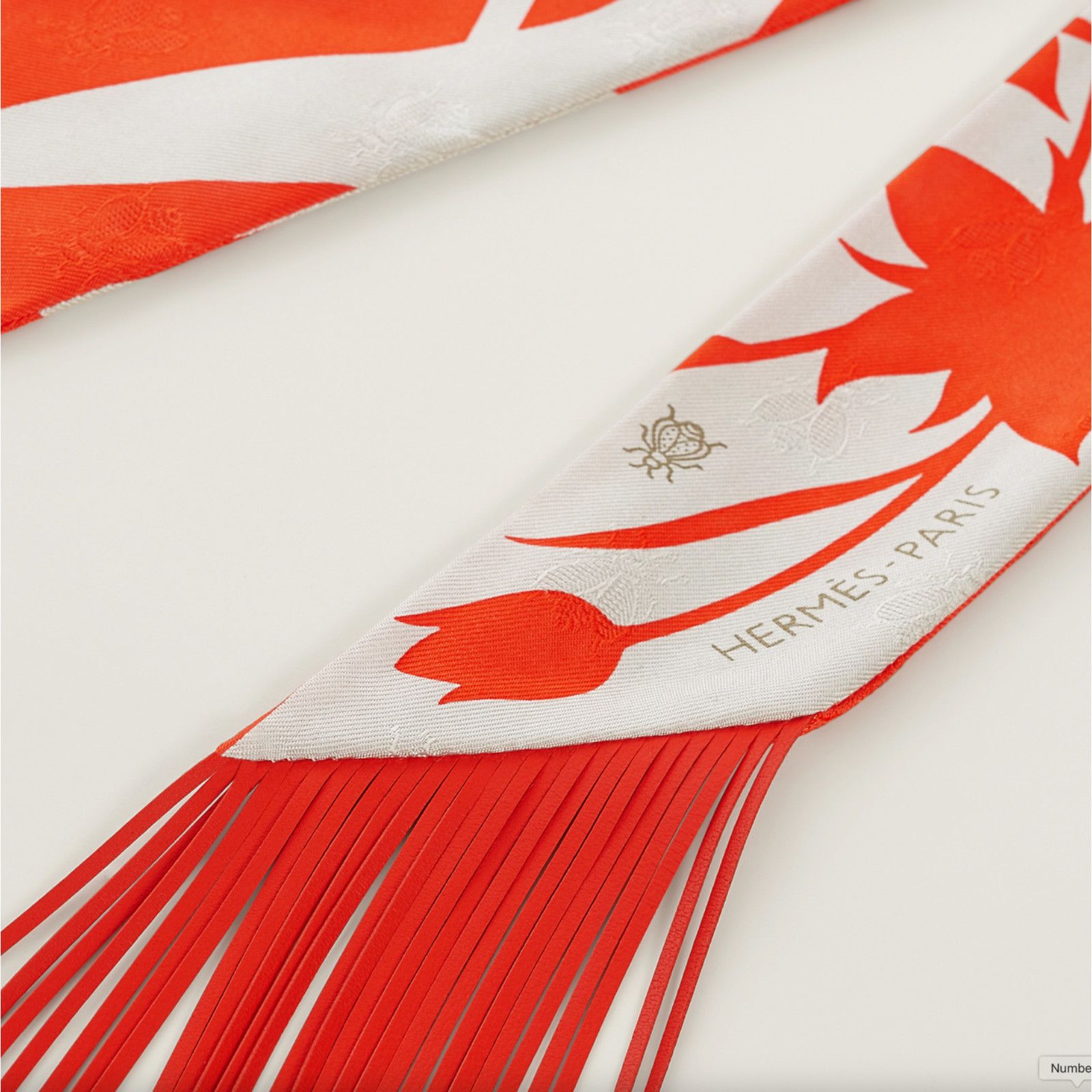 Hermes Hermes Scarf Twilly Fringe Leather Bouquet Vermillon Size ONE SIZE - 7 Thumbnail