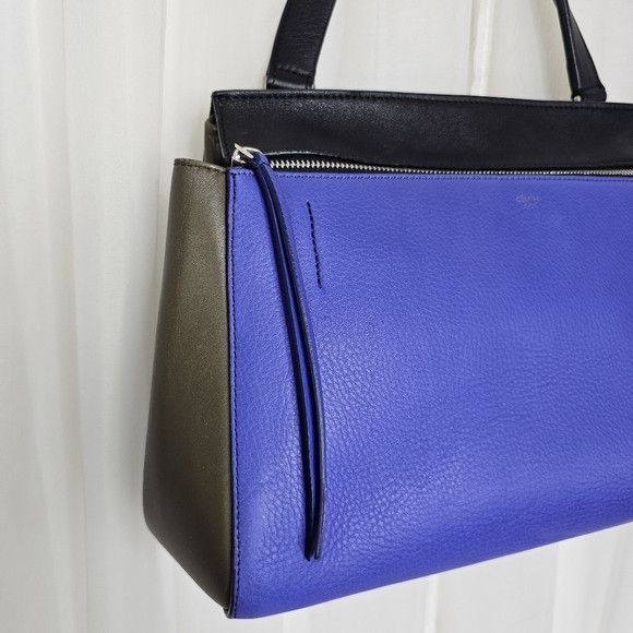 Celine Céline Edge Colorblock Leather Top Handle Handbag Purple Size ONE SIZE - 3 Thumbnail