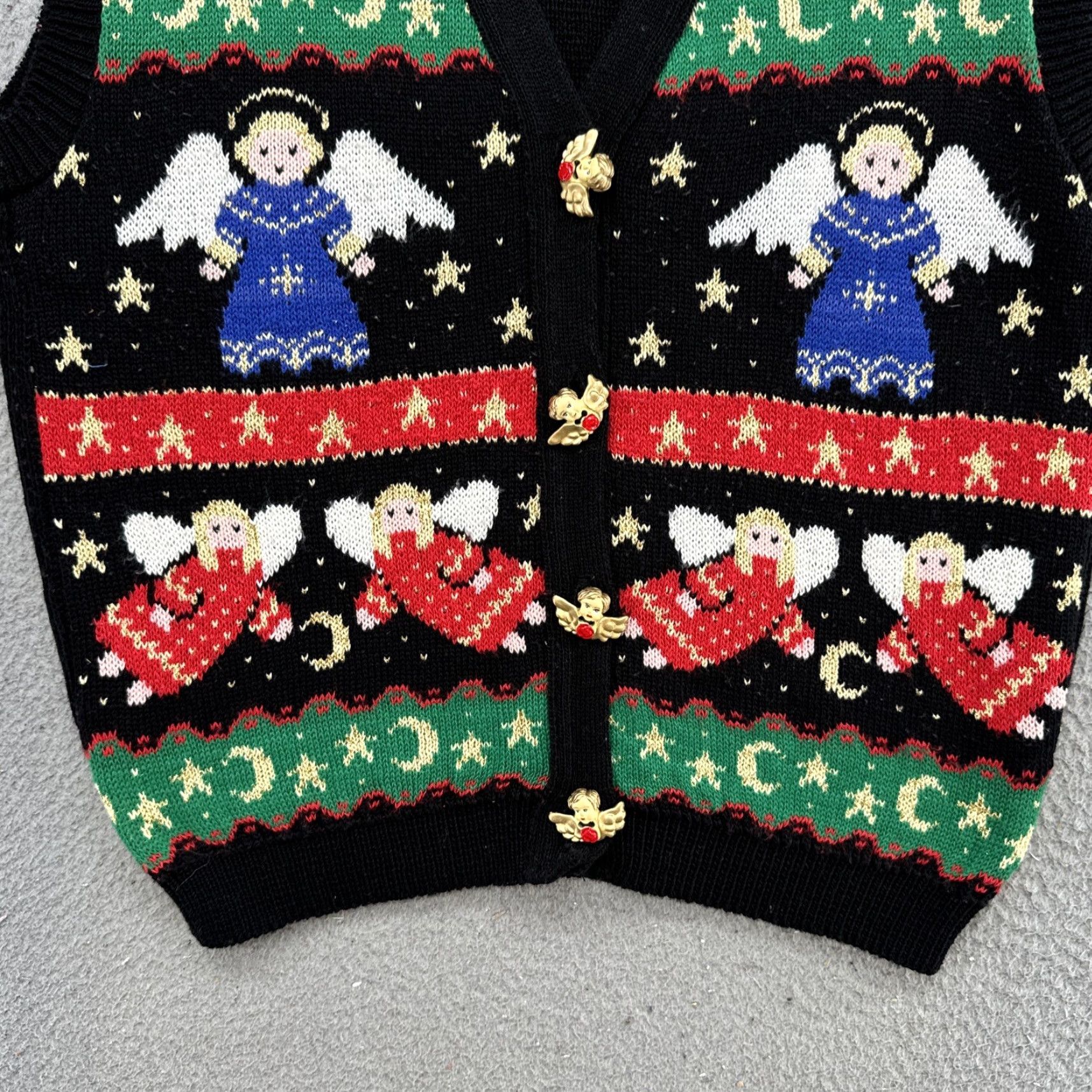 Loft VINTAGE Sweater Loft New York Angel Pattern Knit Sweater Vest Button Up SZ M USA Womens Size M / US 6-8 / IT 42-44 - 2 Thumbnail