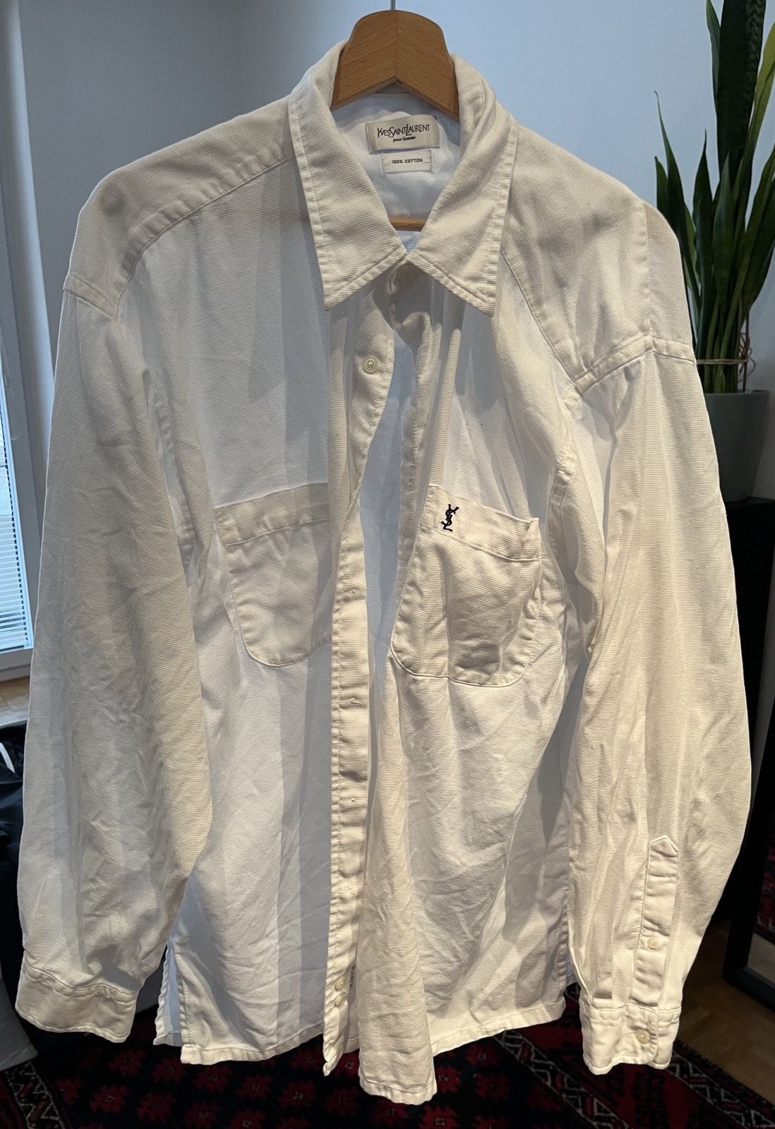 Yves Saint Laurent Yves Saint Laurent White Cotton Buttonup Shirt Size US XXL / EU 58 / 5 - 2 Thumbnail